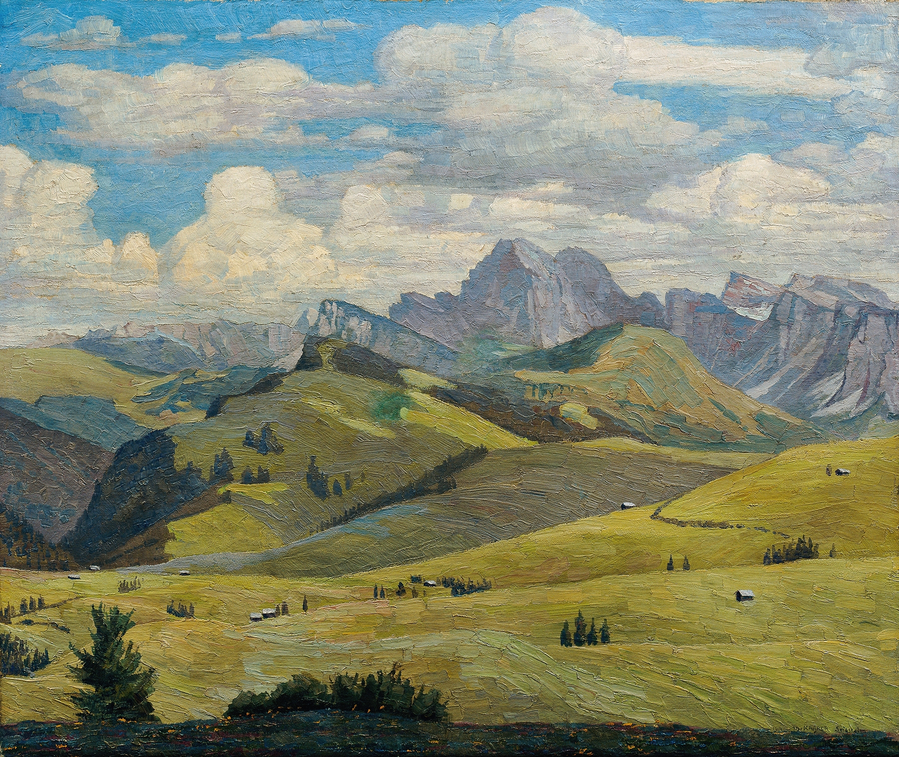 Seiser Alm landscape by Max Kahrer, Expressionism