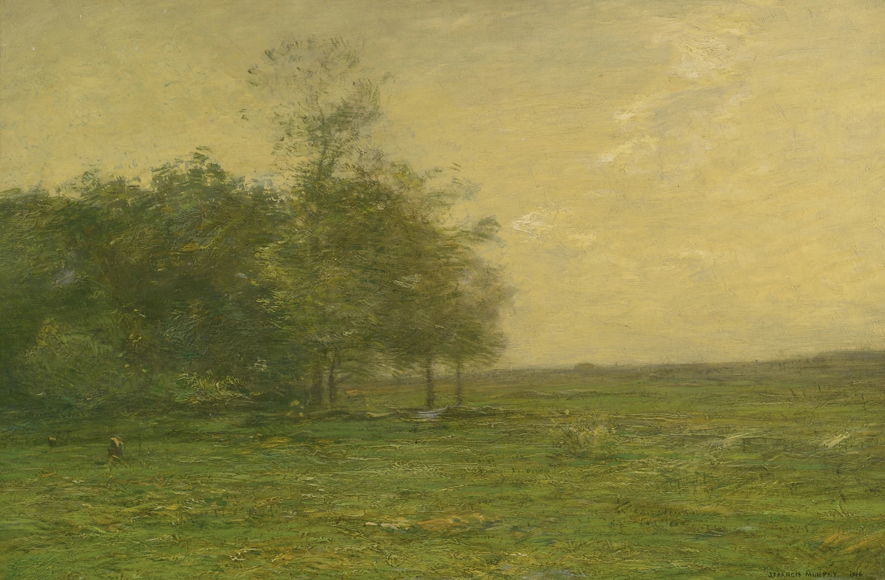 The Meadow by John Francis Murphy, oil painting depicting a lush landscape with wildflowers.