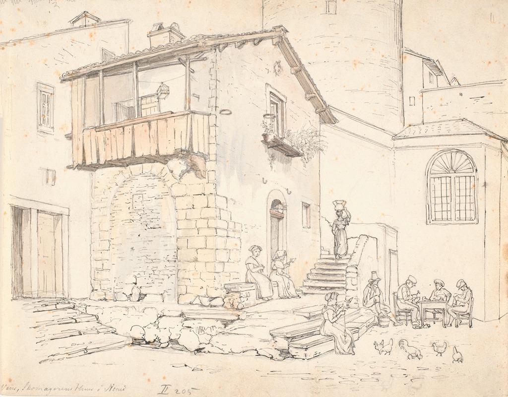 A depiction of a shoemaker's house in Nemi by Wilhelm Marstrand.