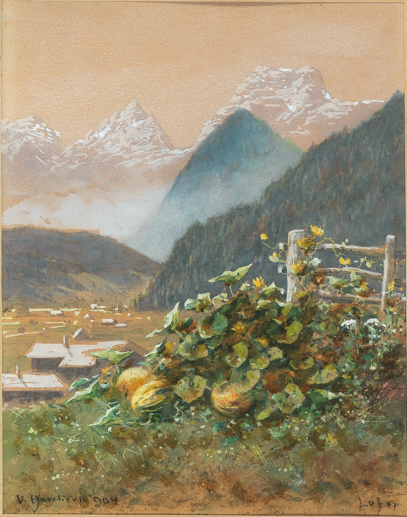 Landscape of Lofer mit den Loferer Steinbergen by Vincenz Havlicek, oil painting