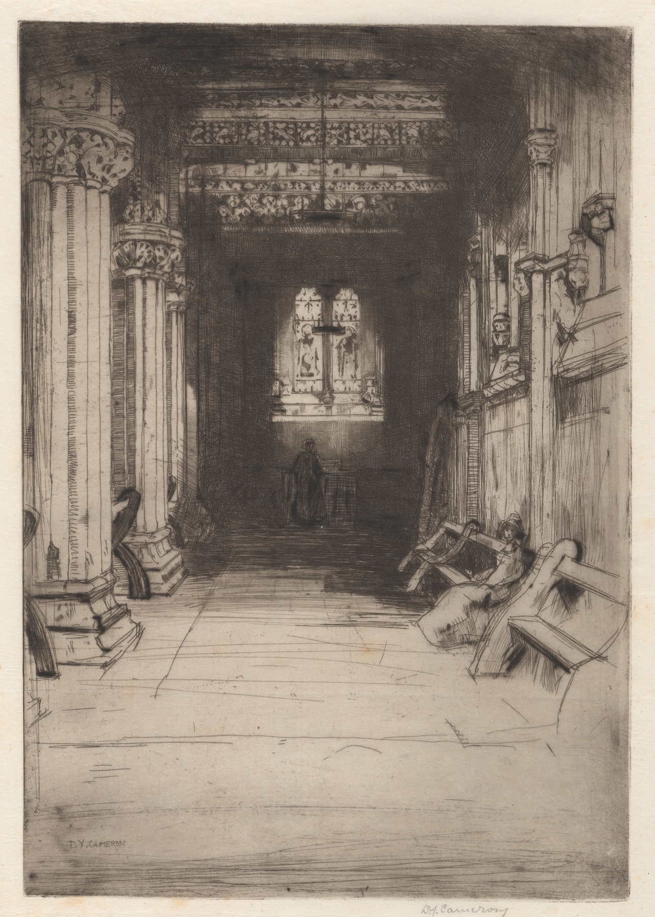 Rosslyn Chapel, by David Young Cameron, public domain
