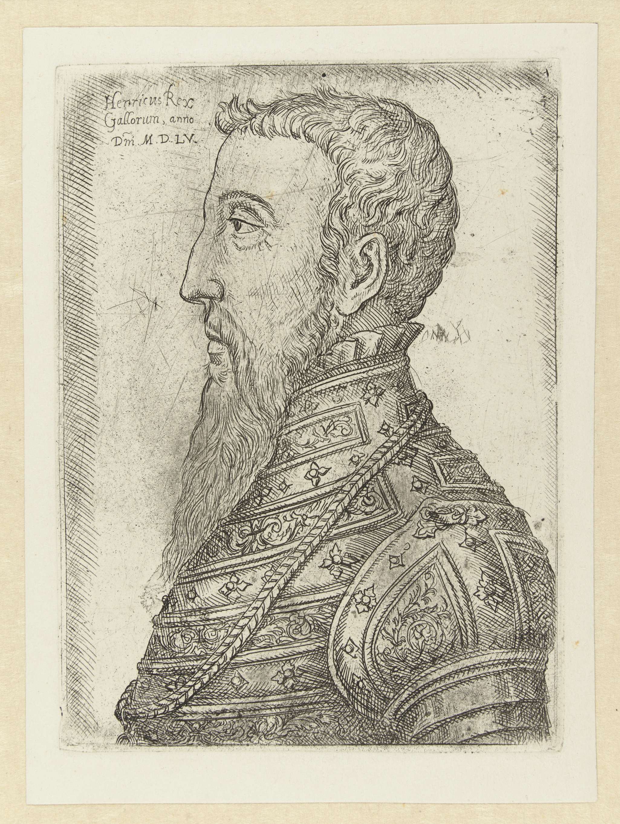 Portrait of Hendrik II, etching by Jan Cornelisz Vermeyen