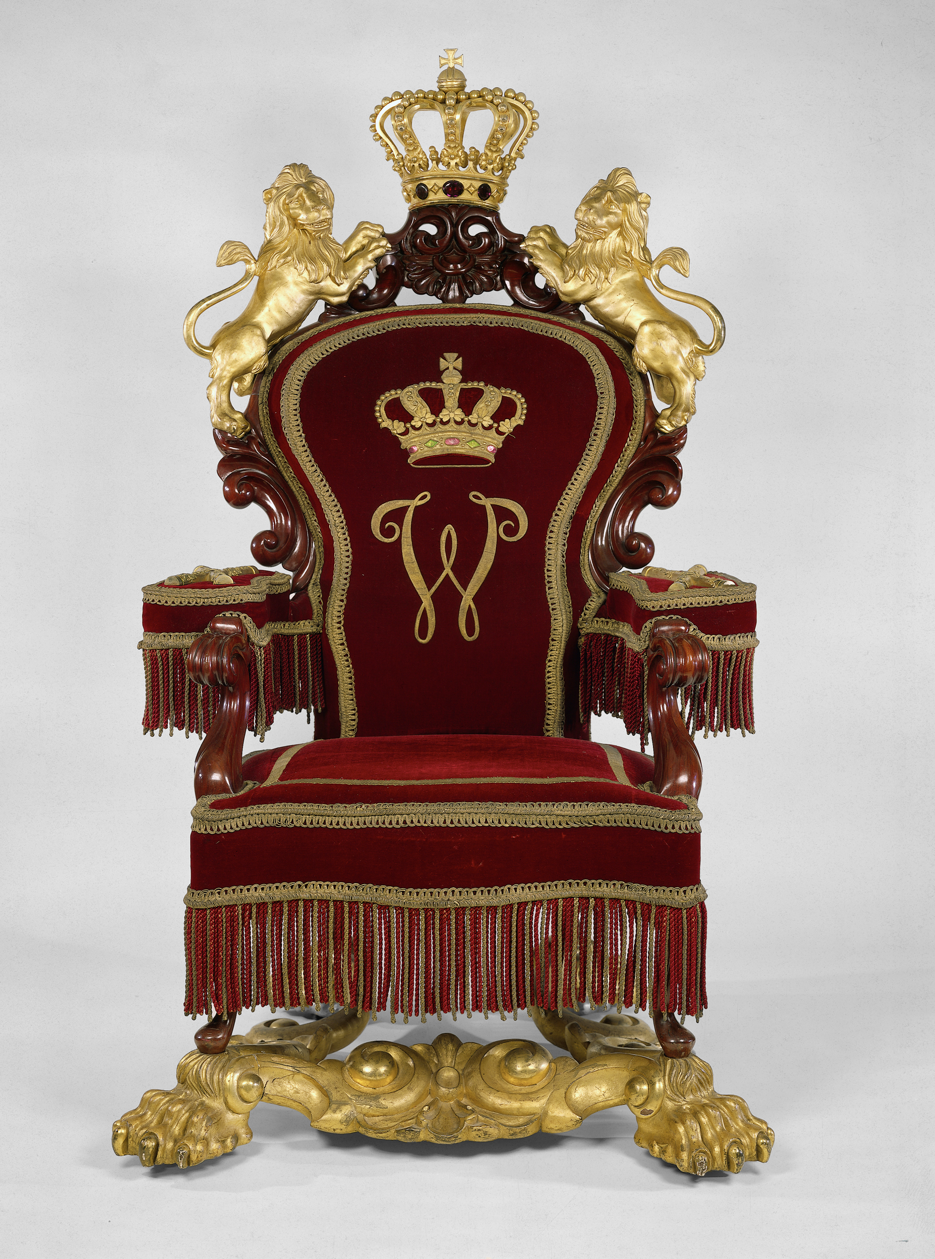 Troonzetel van koning Willem II by Gebroeders Horrix, depicting a throne in rich colors.