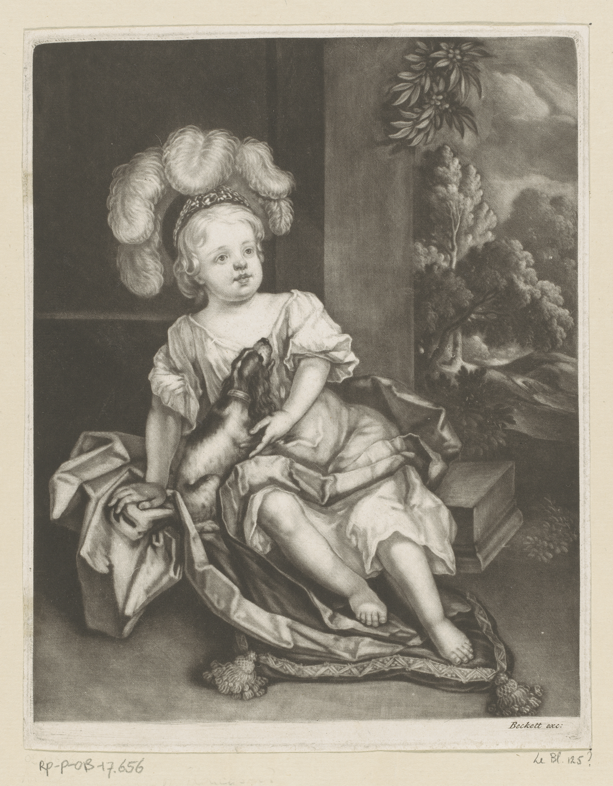 Portrait of a child with a dog, paper, Isaac Beckett