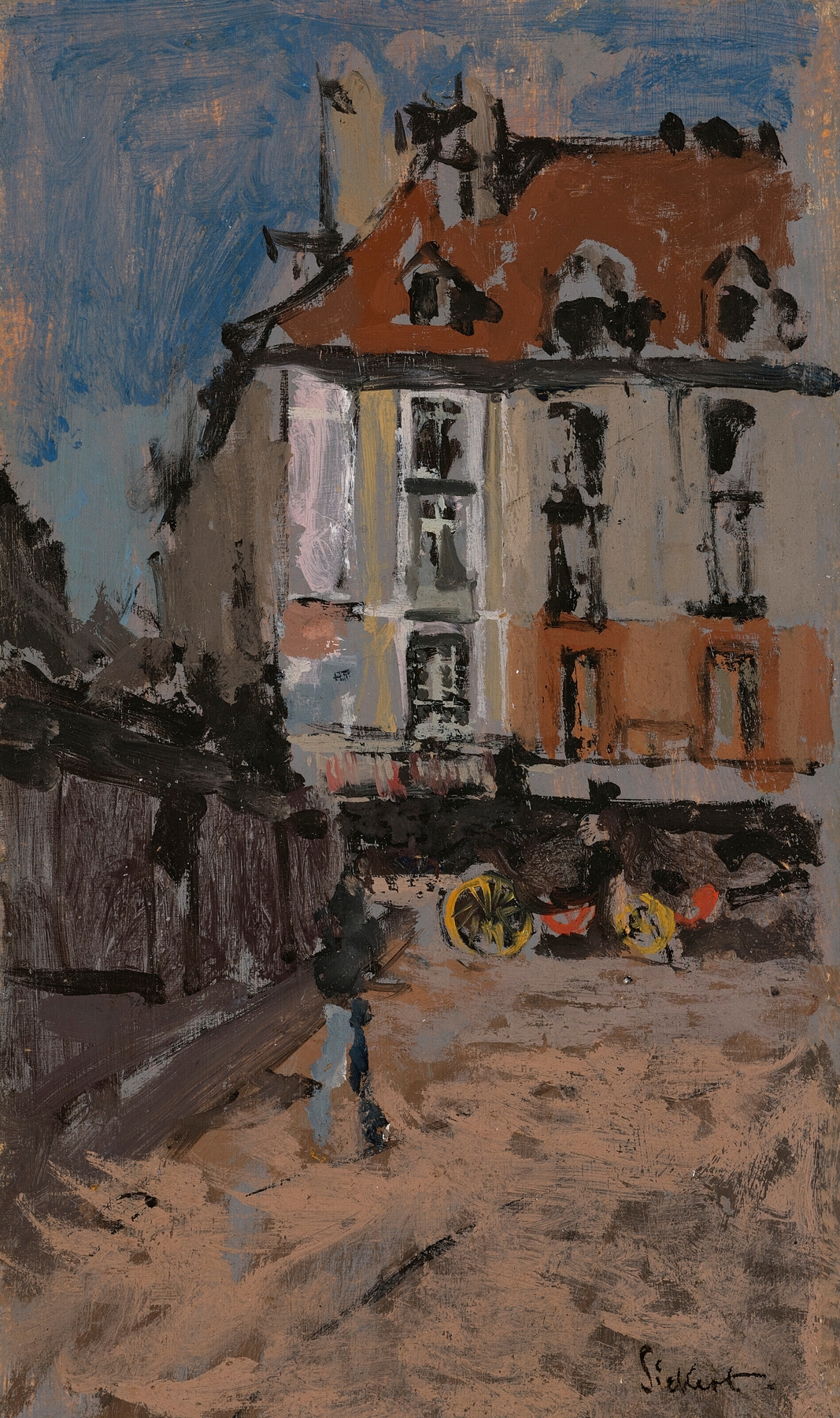 Le Quai Henri IV by Walter Richard Sickert, oil painting depicting a foggy river with silhouettes.