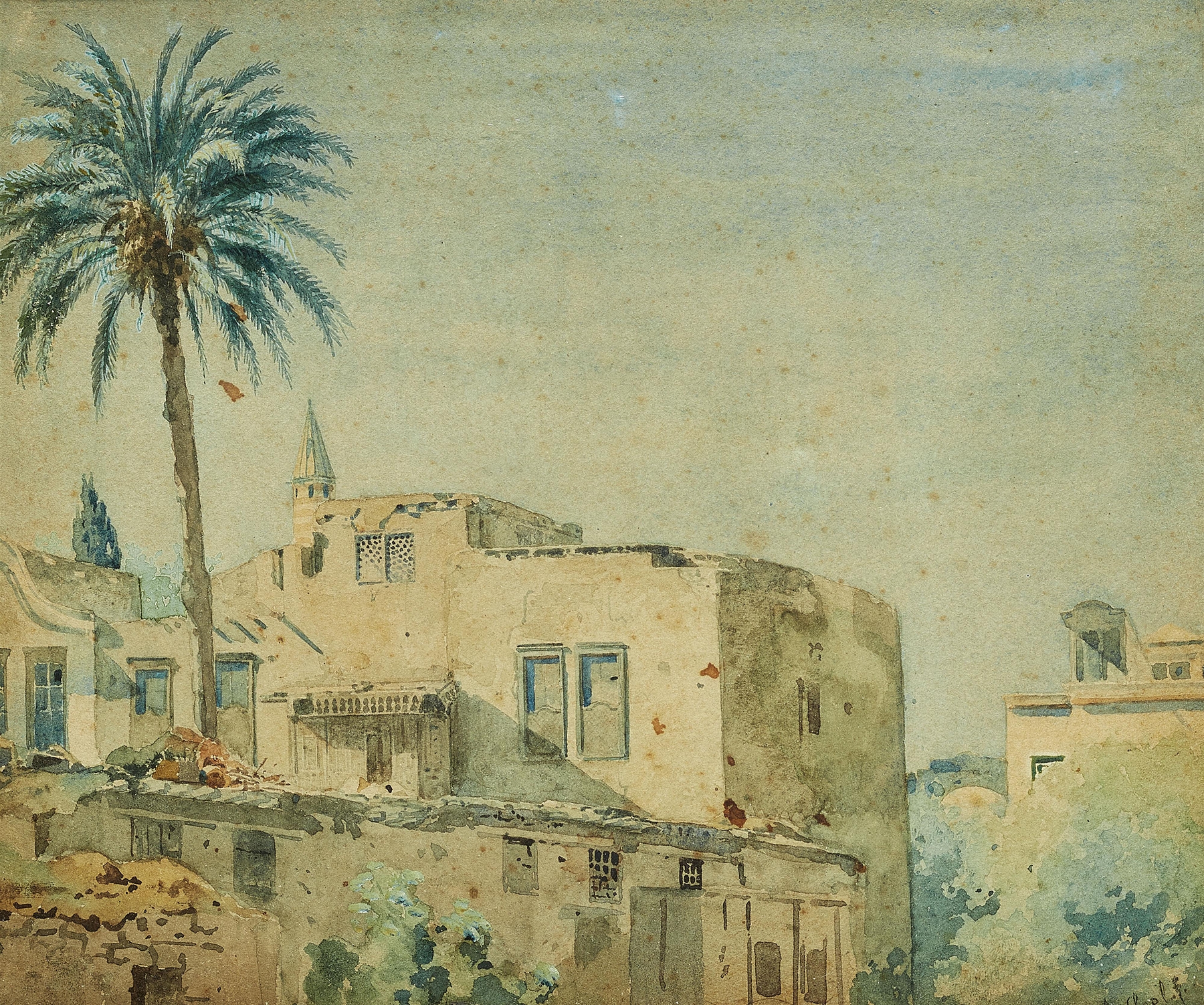 oil painting by Adolf Seel depicting an intricate archway in an oriental city