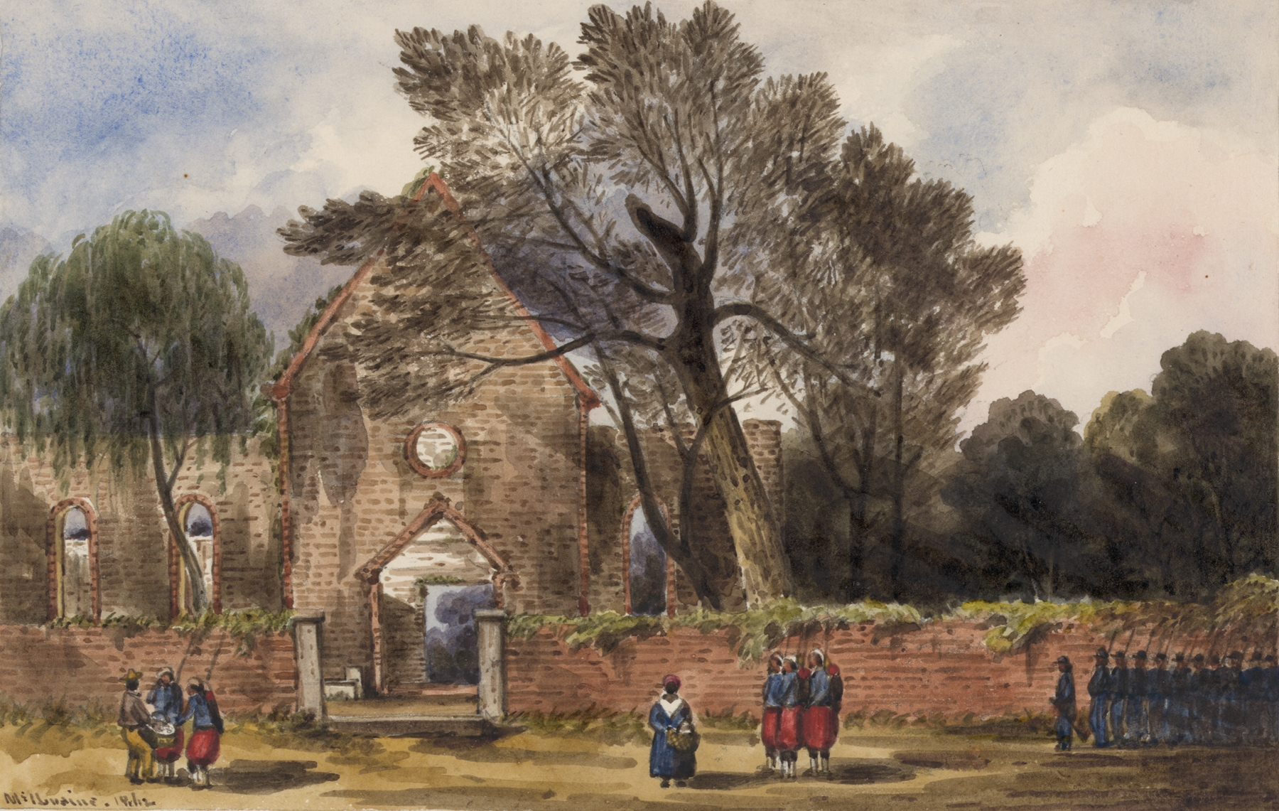 Ruins of a church in Hampton, Va. by William McIlvaine, oil on canvas