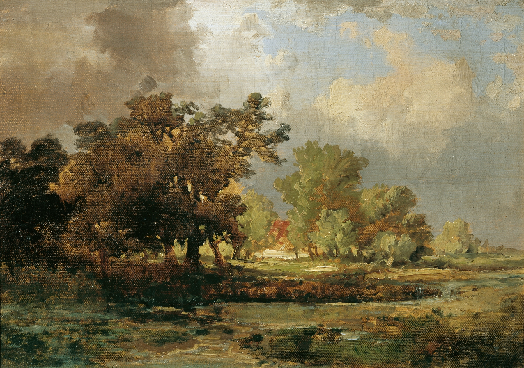 Landscape by Remigius Adrianus van Haanen, depicting vibrant foliage.