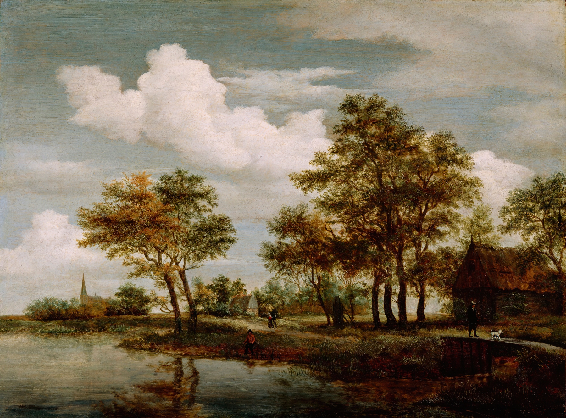 A River Scene, by Meindert Hobbema, public domain