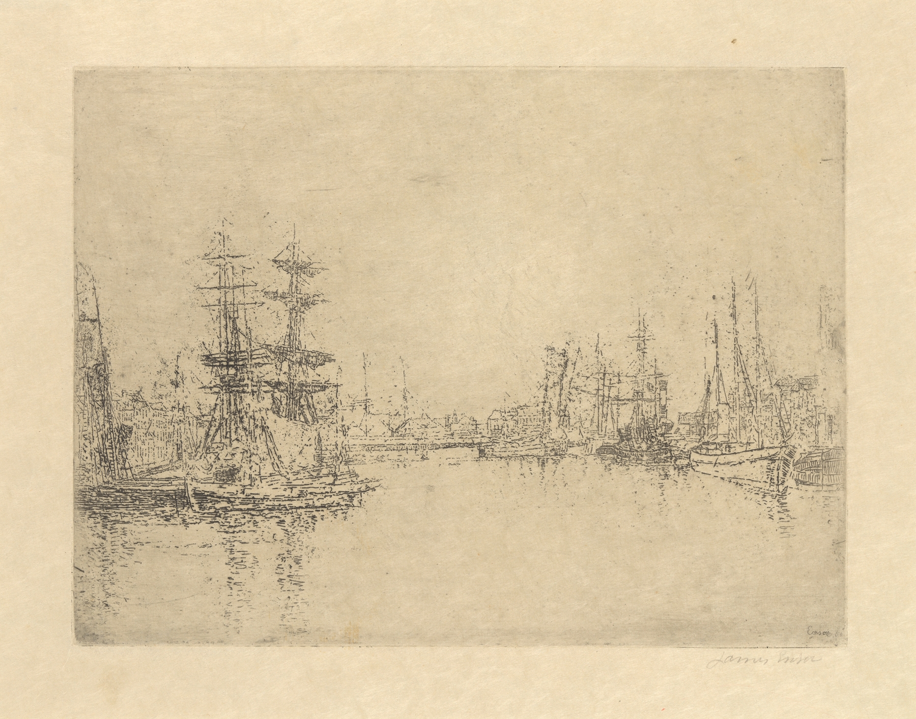 Het grote dok in Oostende, by James Ensor, public domain