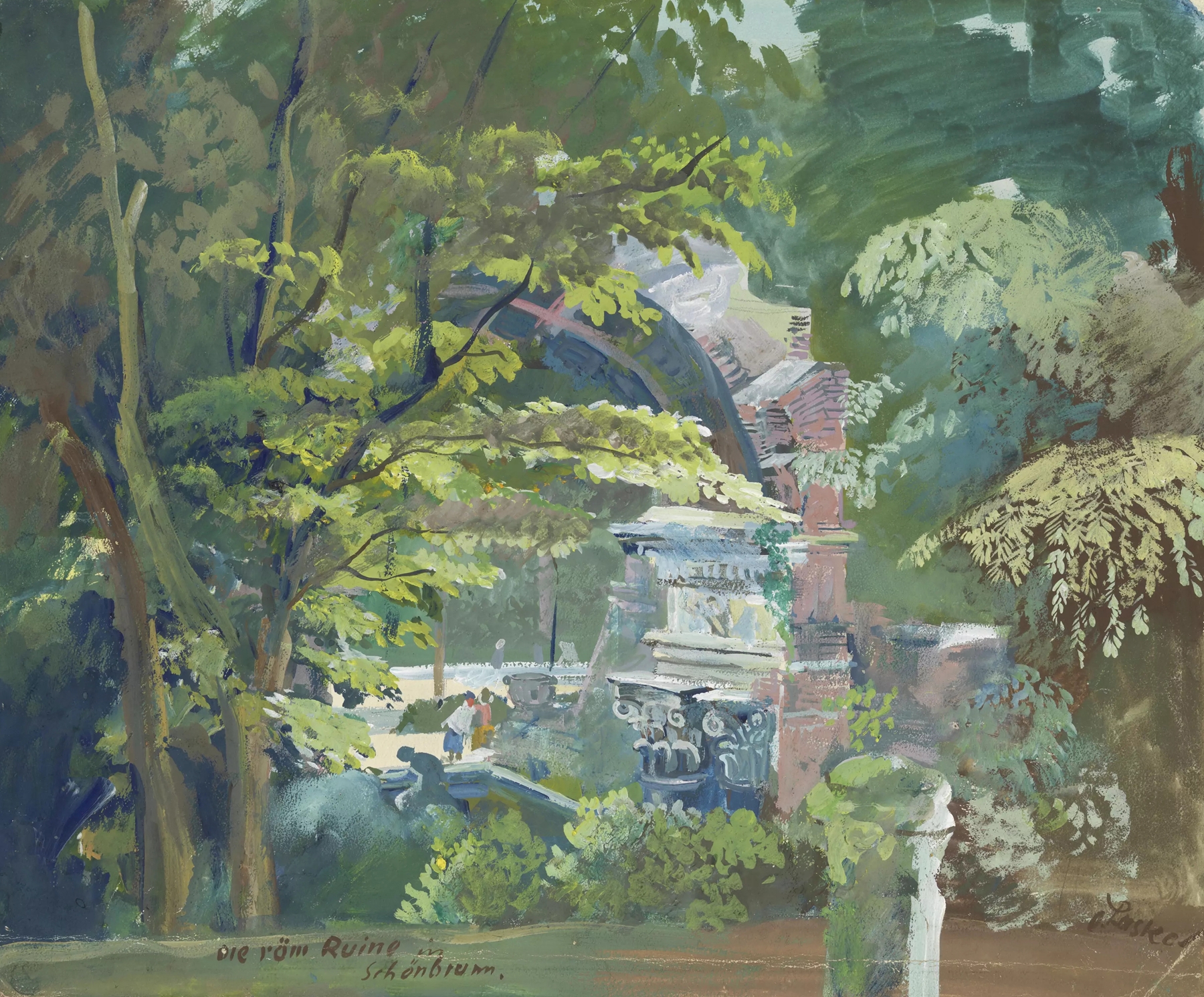 Die römische Ruine in Schönbrunn, by Oskar Laske, public domain