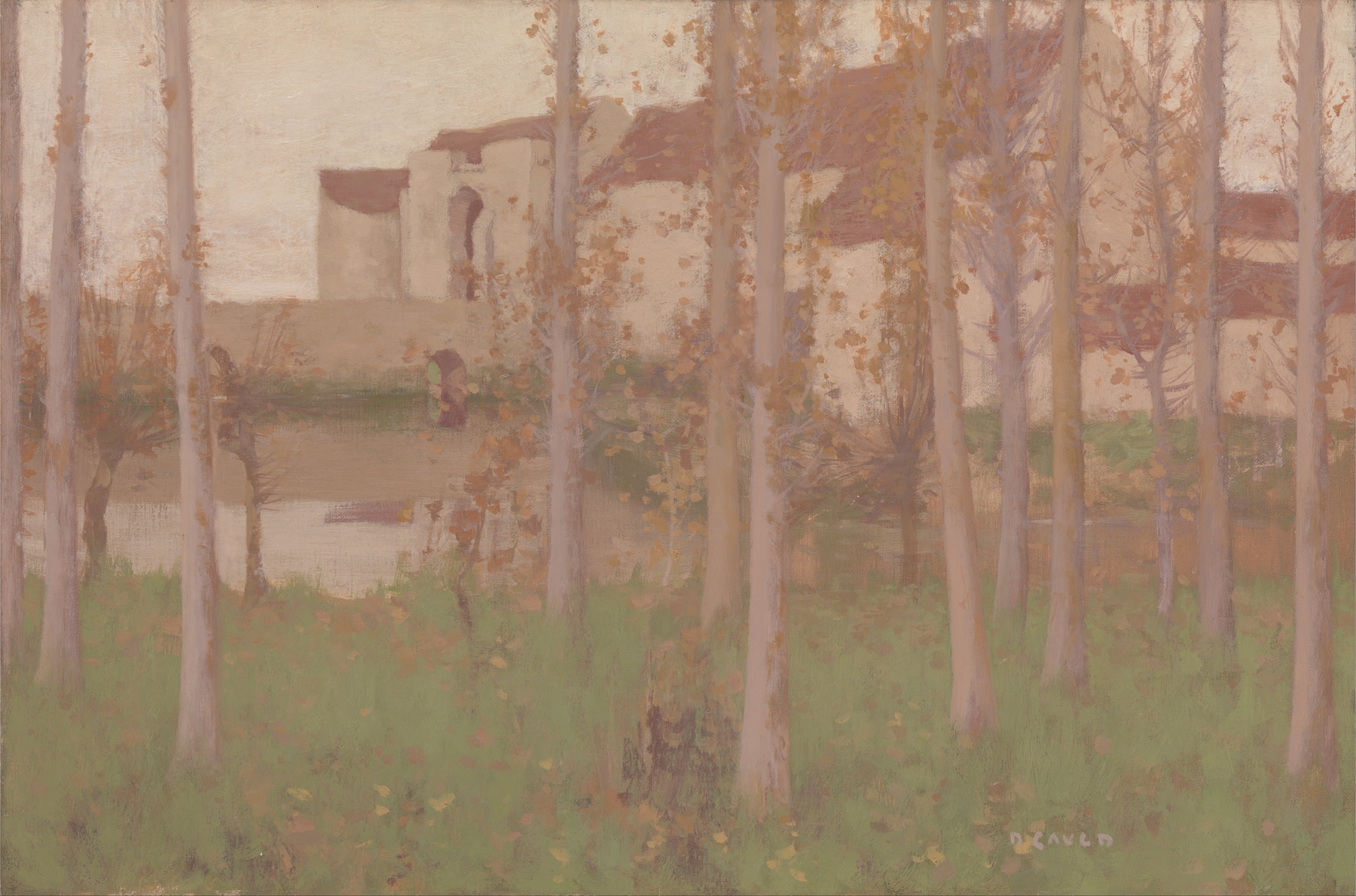 The Haunted Chateau by David Gauld, an oil painting depicting twilight over a crumbling chateau.