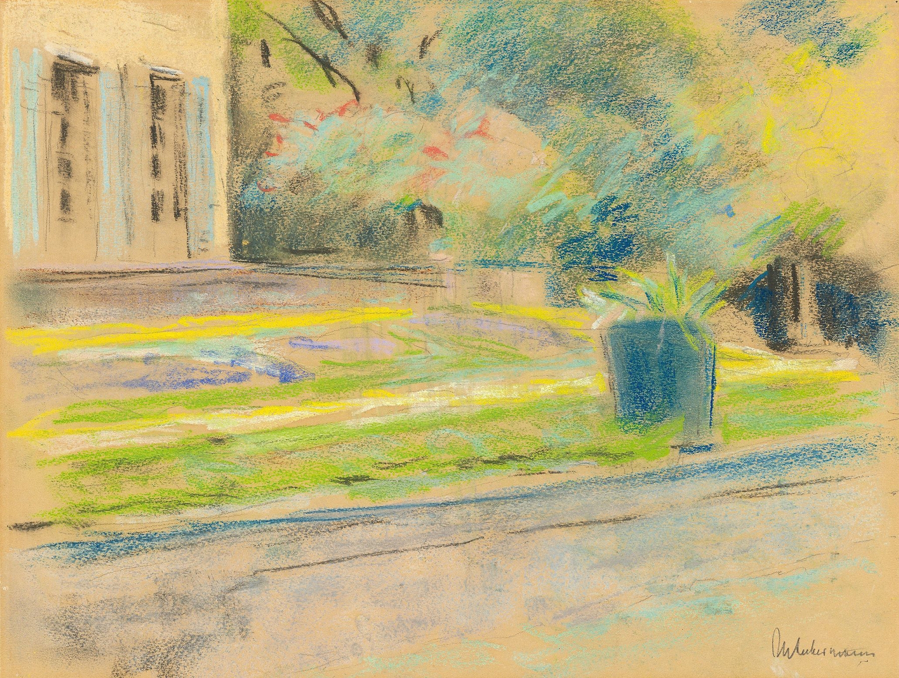 Die Blumenterrasse im Wannseegarten nach Nordwesten, by Max Liebermann, public domain