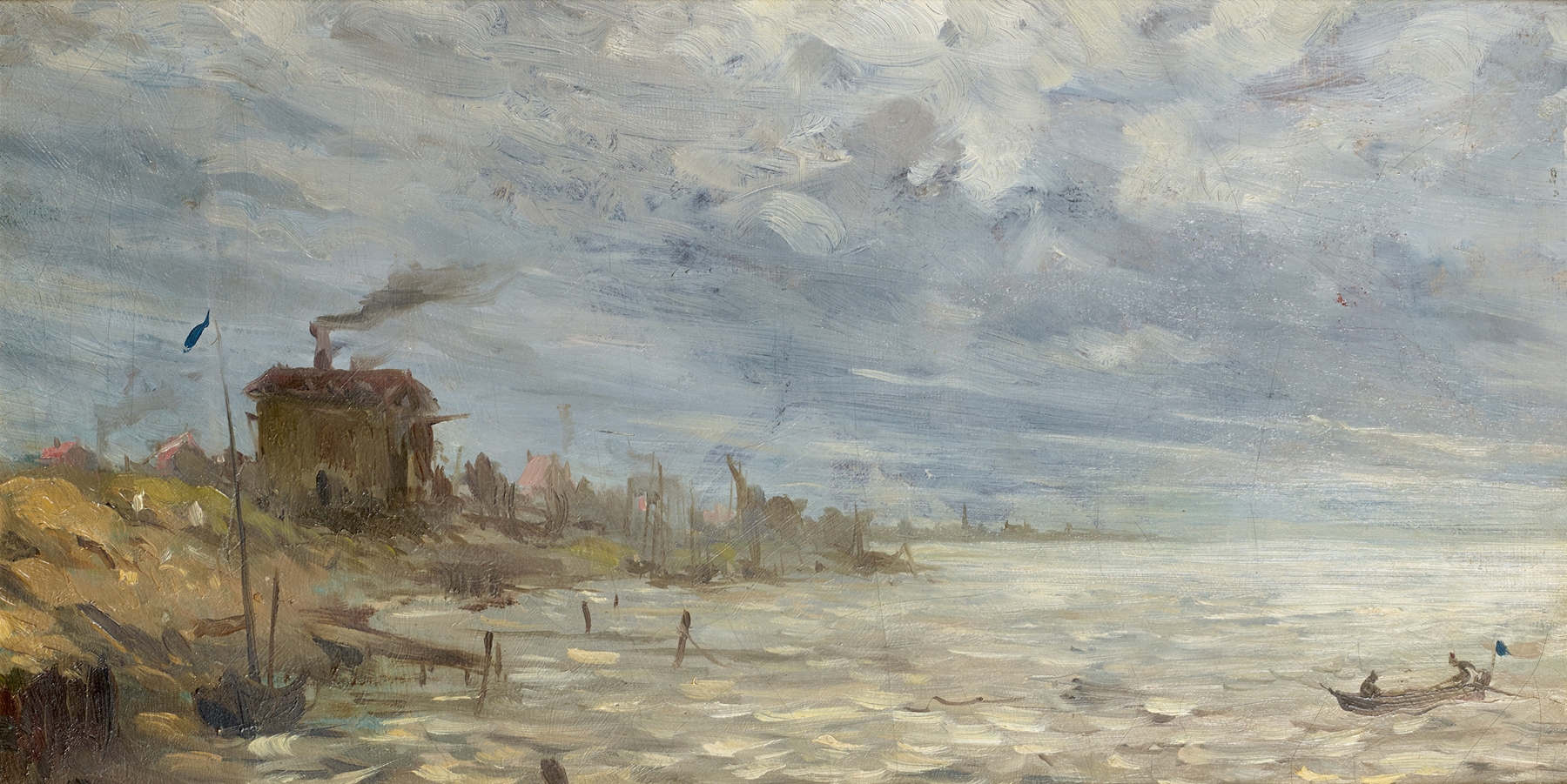 Meeresküste von Sylt by Emil Jakob Schindler, oil on canvas, features gentle waves and a tranquil sky.