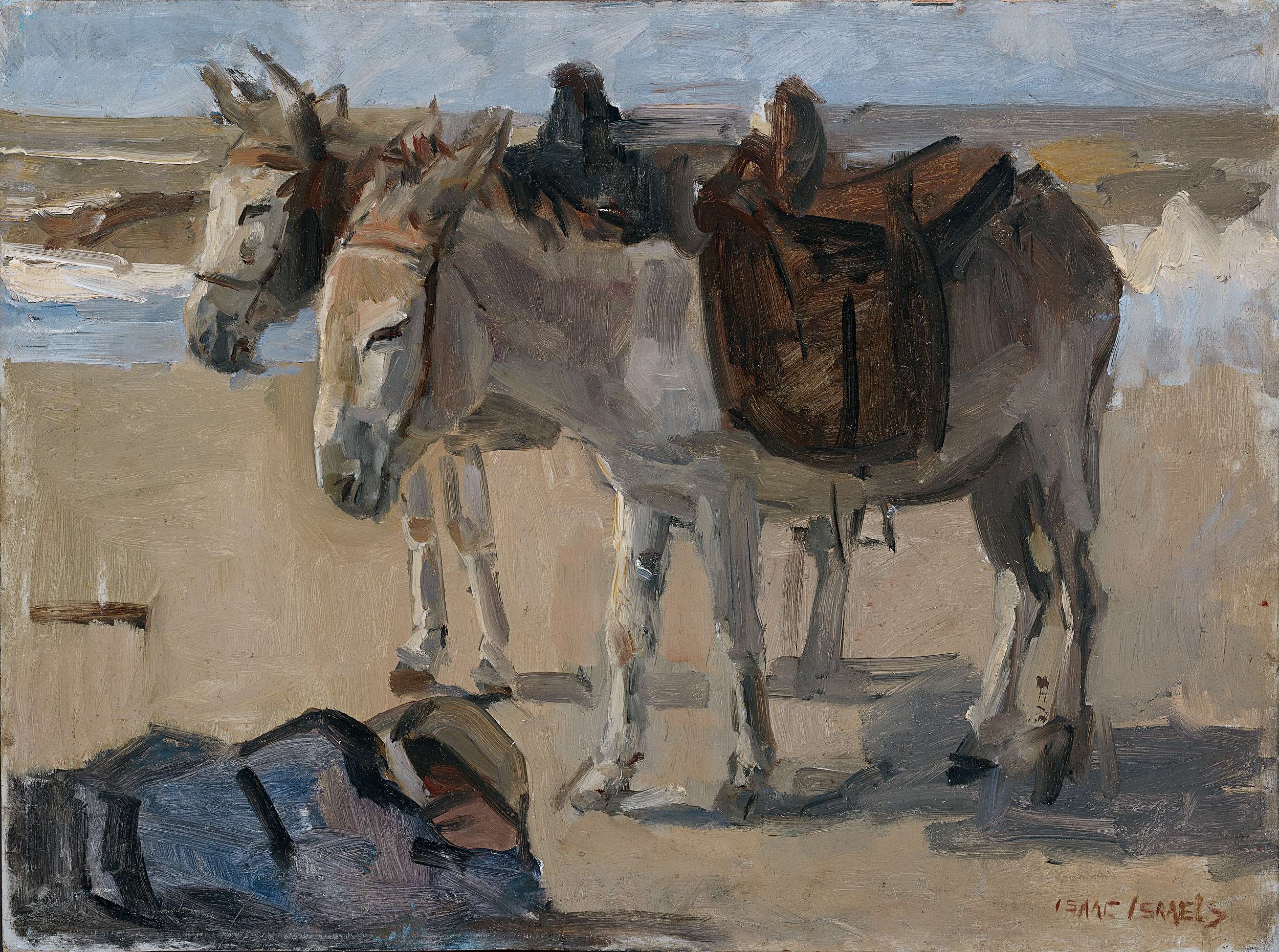 Two Donkeys, by Isaac Israels, public domain