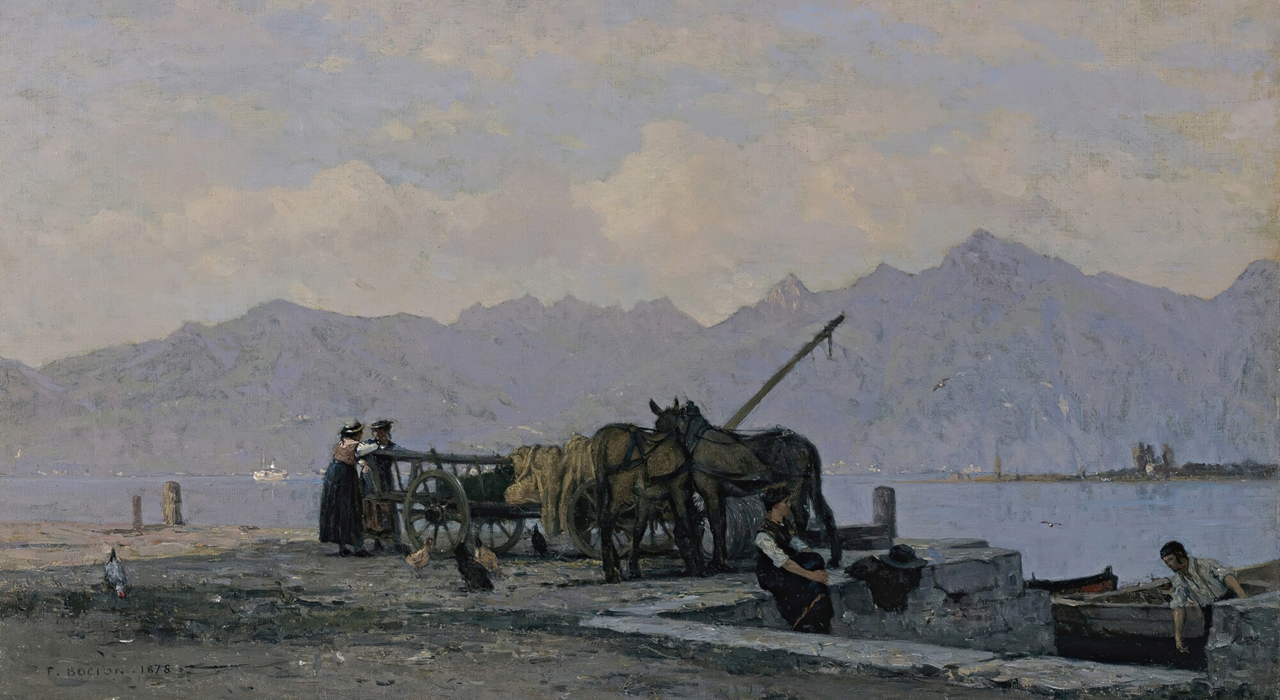 Lake Geneva landscape by François Bocion, oil on canvas