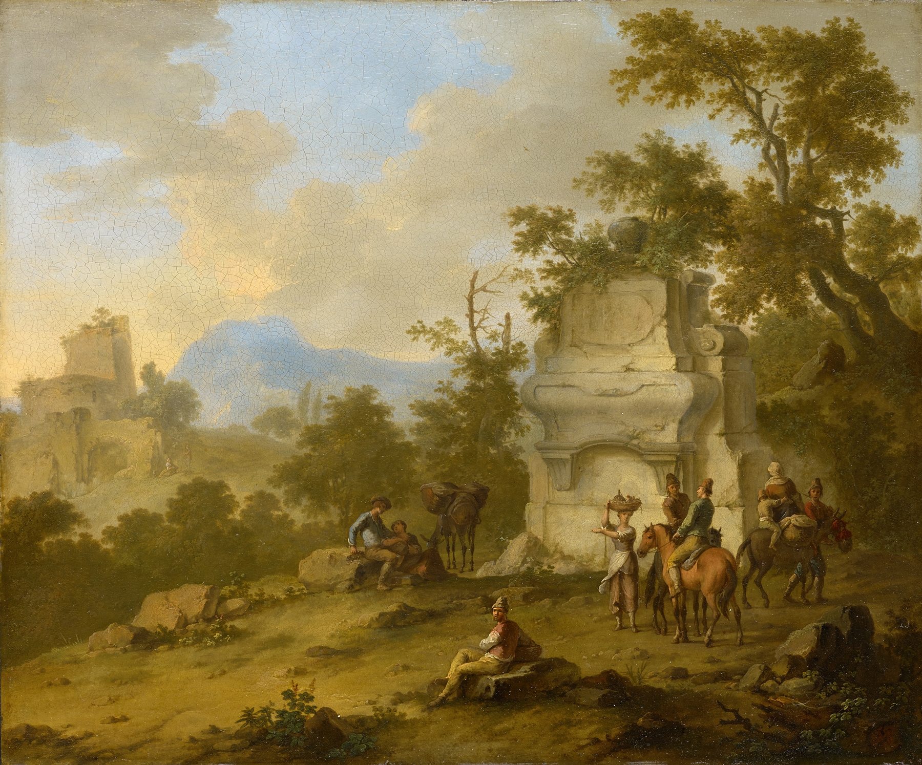 Landscape with Tomb and Horsemen II by Franz de Paula Ferg, oil on canvas
