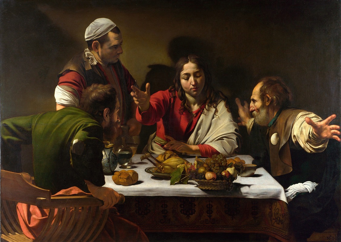 Caravaggio's *Supper at Emmaus* depicts a dramatic moment of revelation.