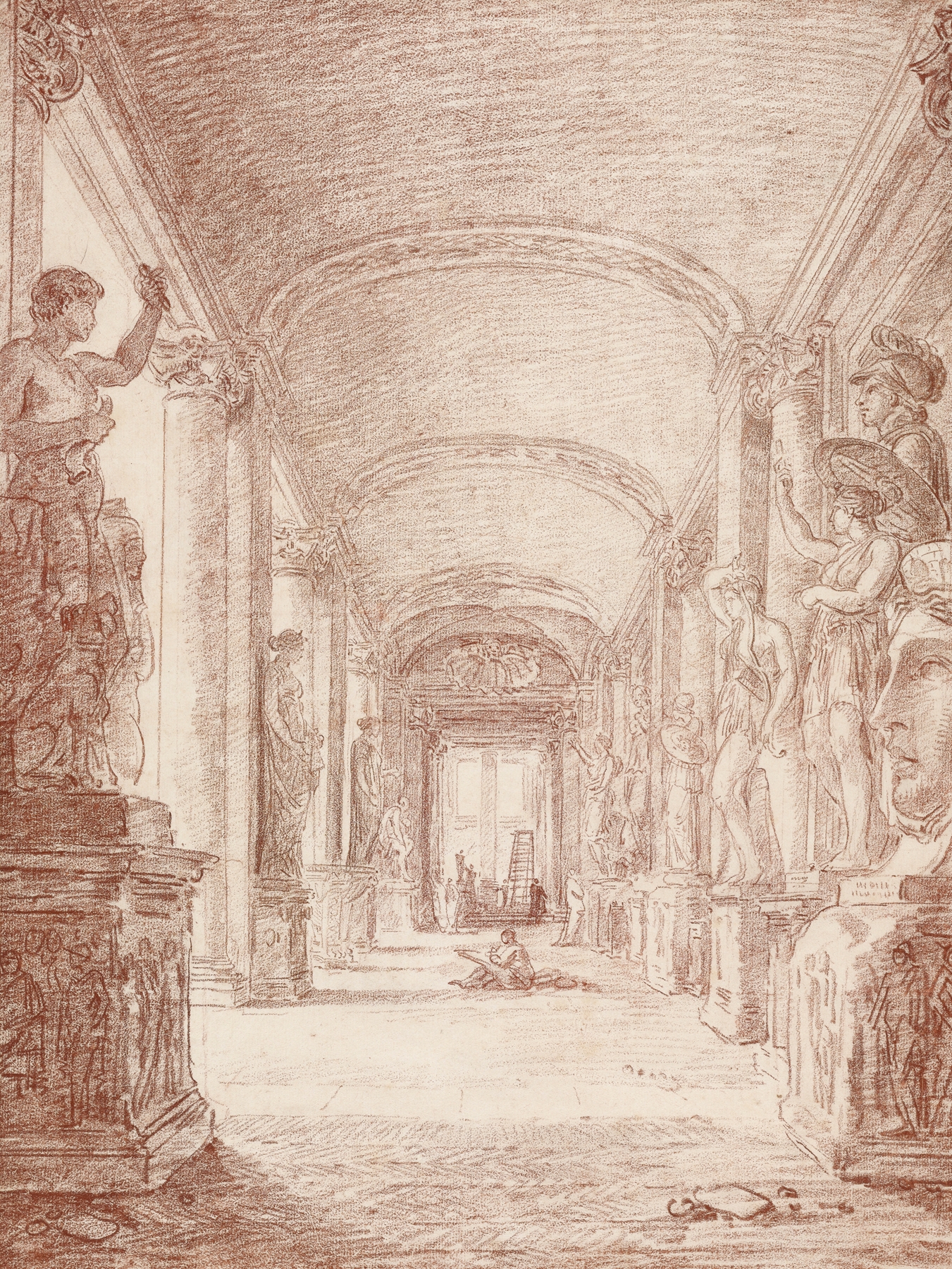 A Draftsman in the Capitoline Gallery, by Hubert Robert, public domain