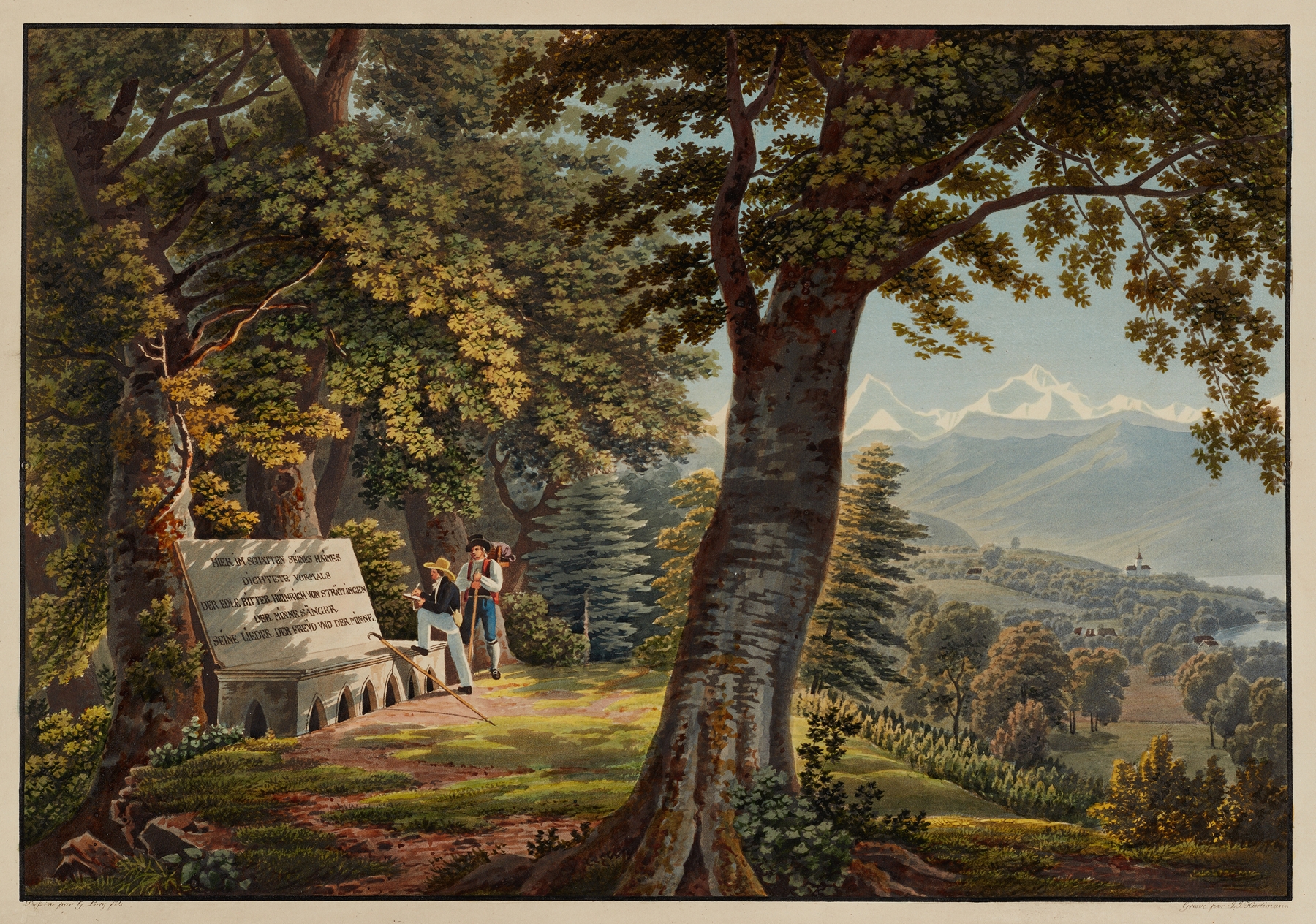 Forest landscape with dappled sunlight, oil painting by Gabriel Lory the Younger