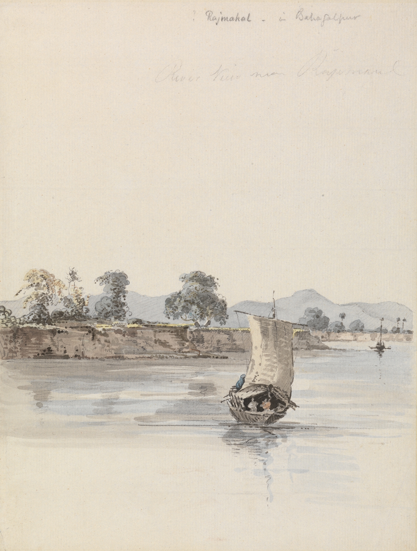 River View near Rajmahal, oil on canvas by Samuel Davis