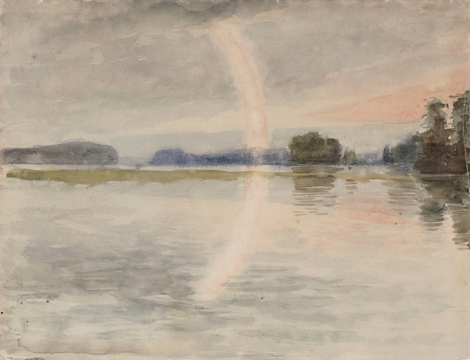 Impressionism landscape by Albert Edelfelt, featuring silvery light and rolling hills.