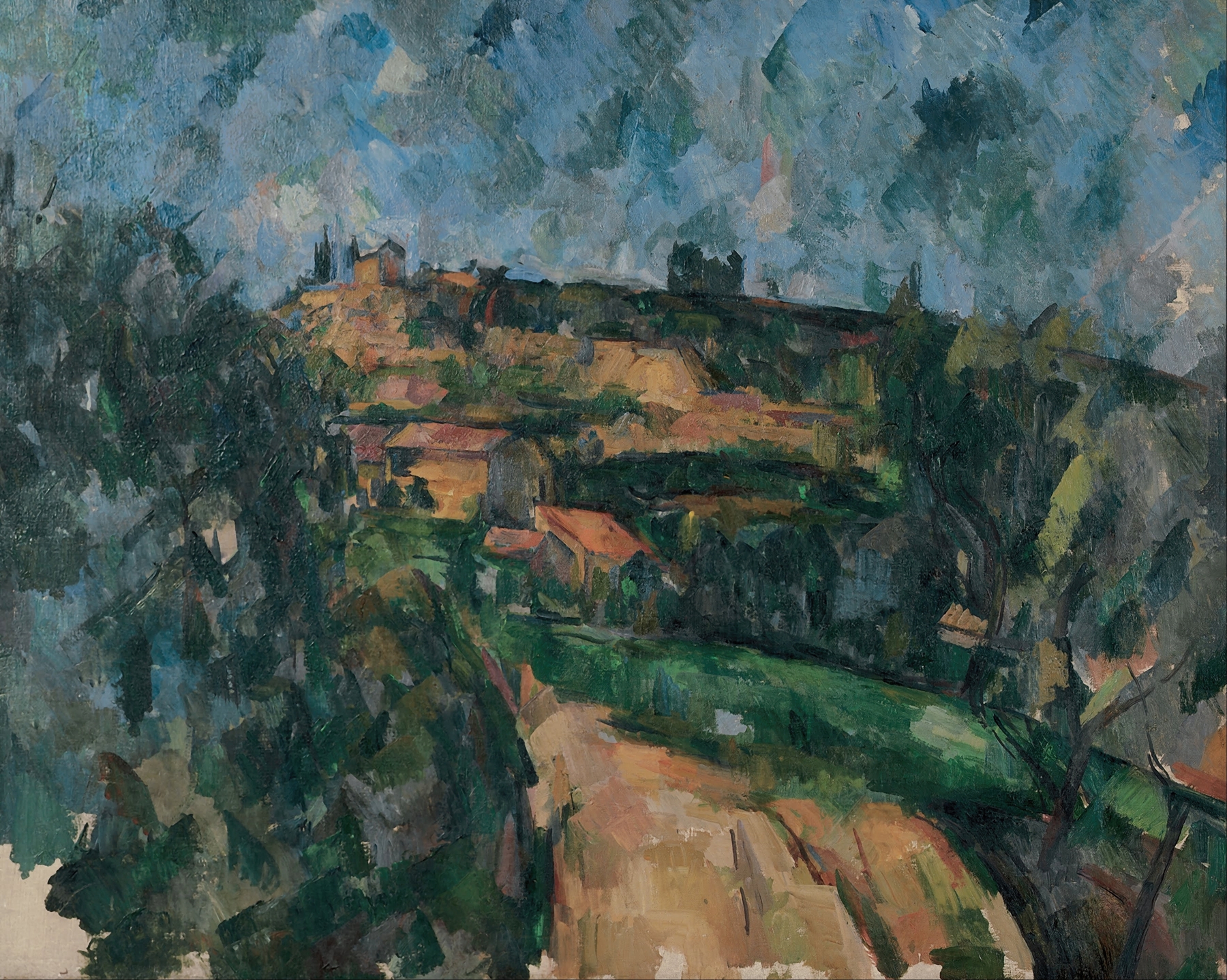 Bend Of The Road At The Top Of The Chemin Des Lauves, by Paul Cezanne, public domain