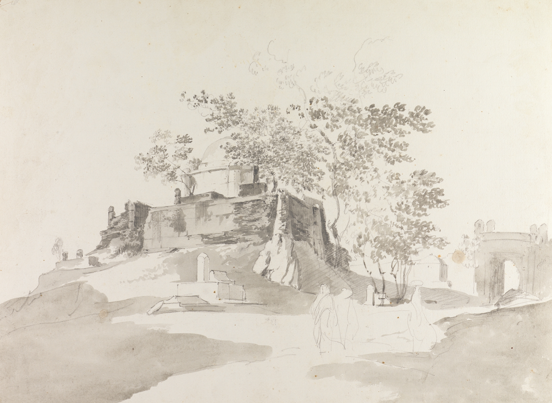 Landscape in ink on paper by William Hodges