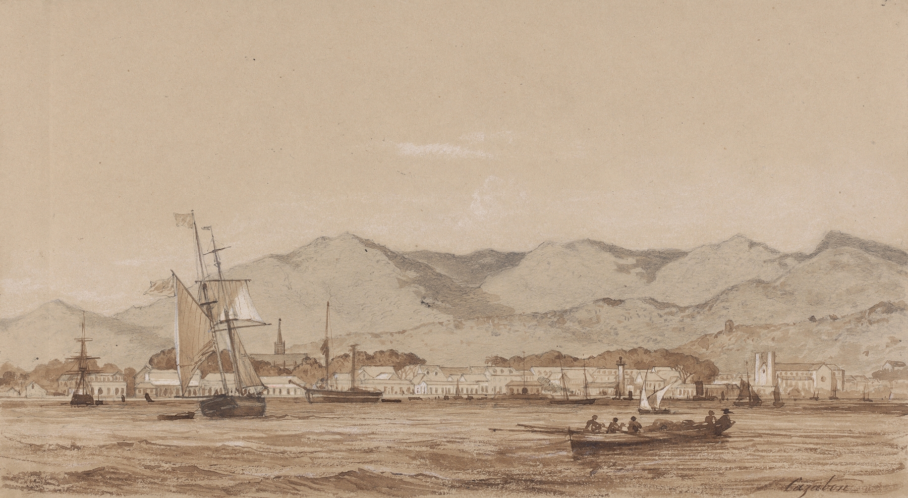 Marine scene of Port of Shain by Michel Jean Cazabon, oil on canvas