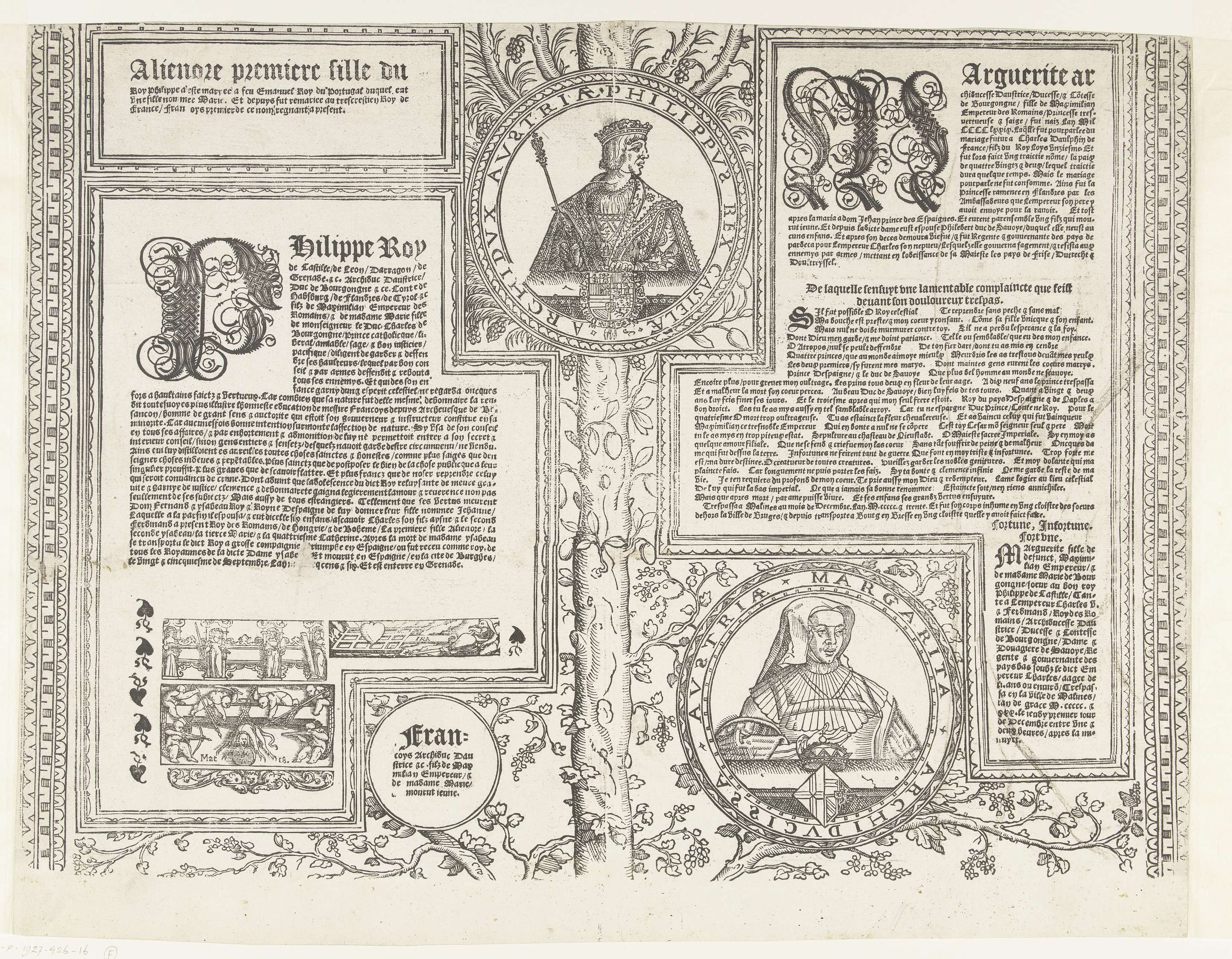 Genealogy chart on paper by Robert Péril, depicting royal lineage.