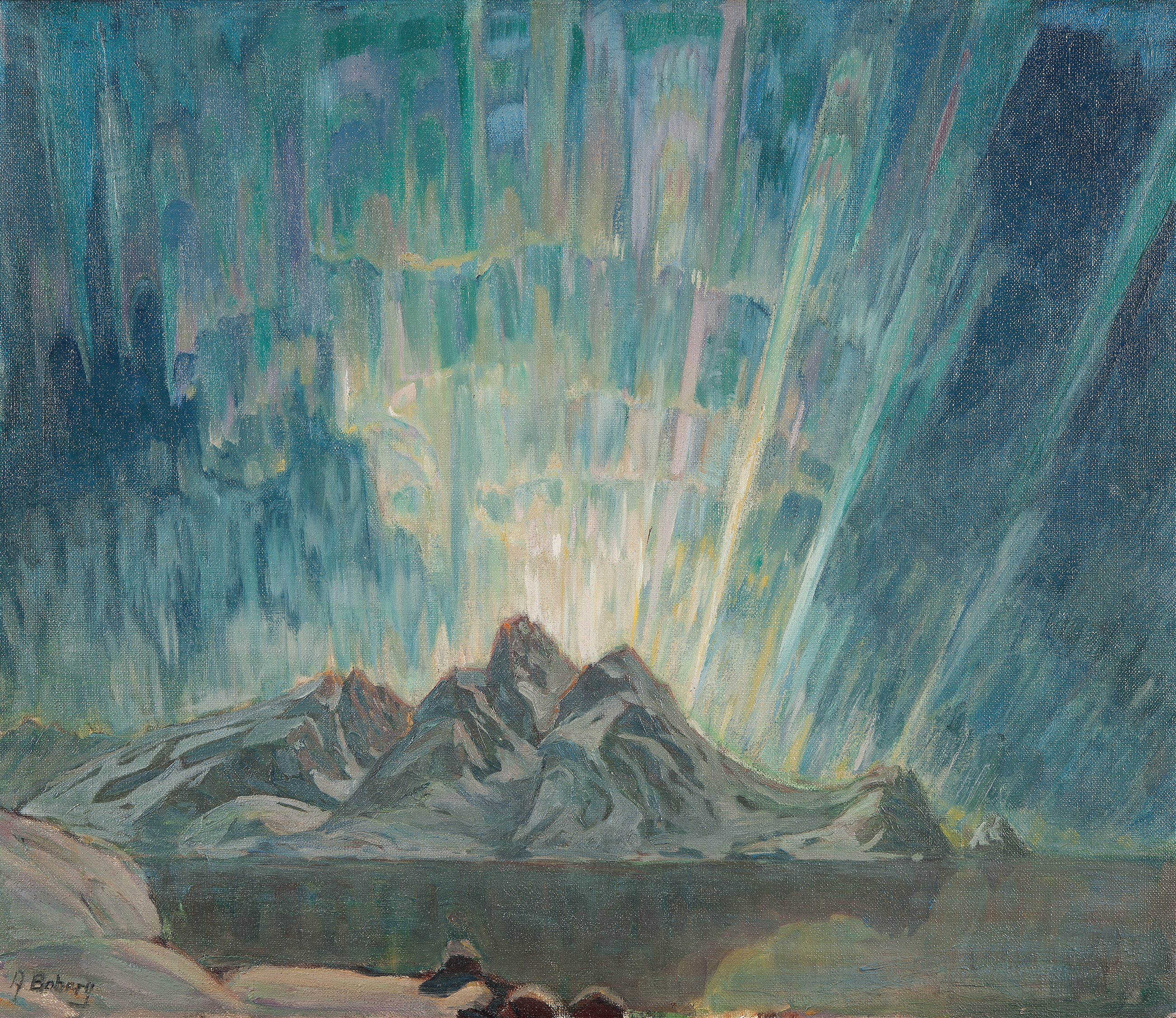 Northern Lights.Study from North Norway, by Anna Boberg, public domain