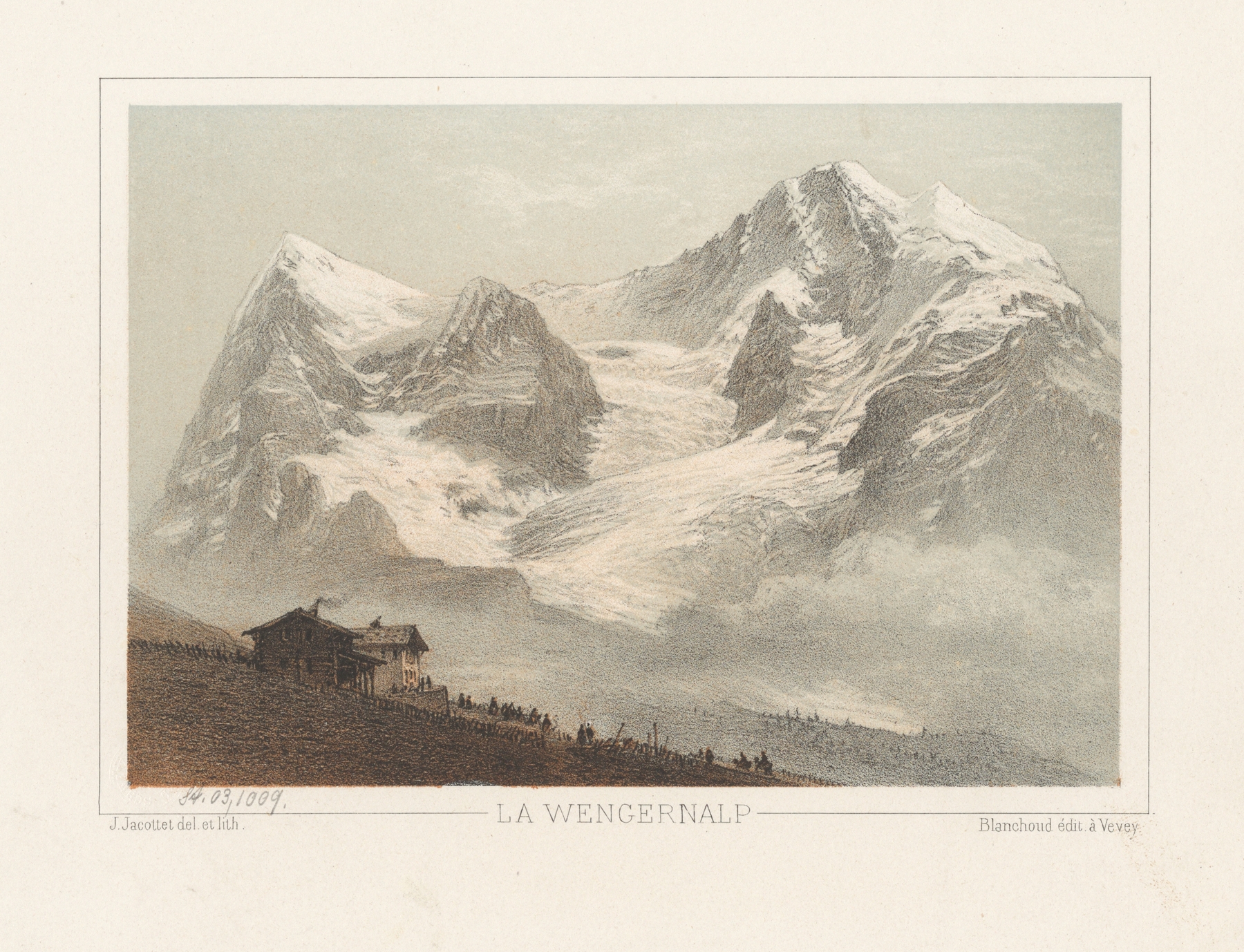 La Wengernalp by Jean Jacottet, oil painting depicting vibrant mountains and nature.