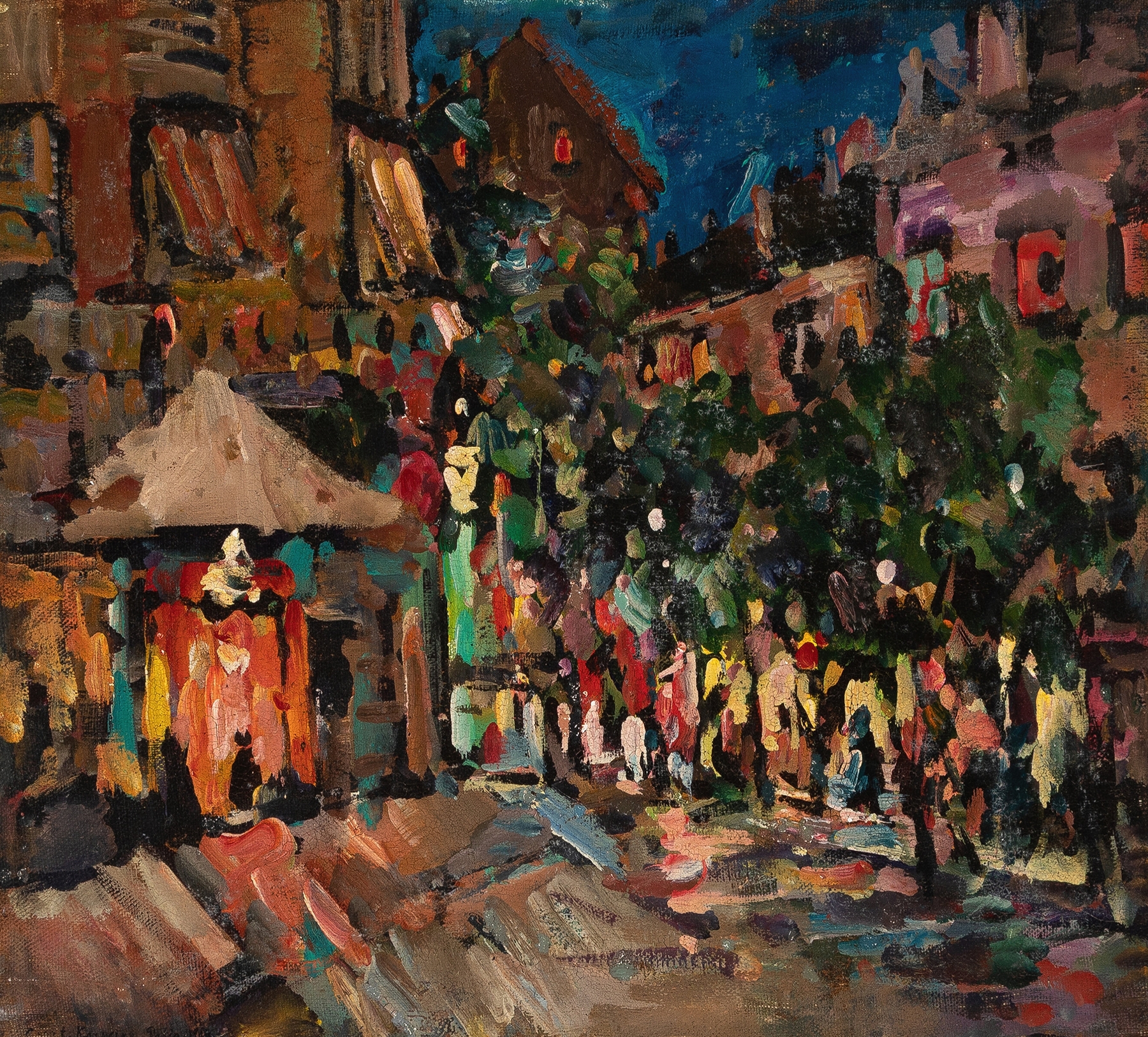 Landscape of Paris at night, oil painting by Konstantin Alexeevich Korovin