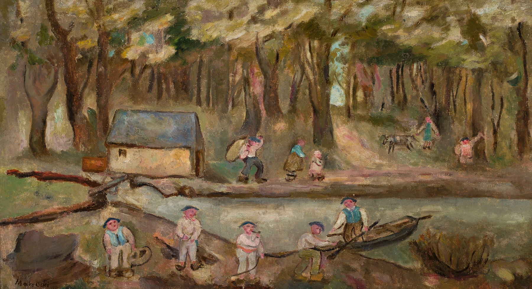 Młyn nad rzeką, by Tadeusz Makowski, public domain