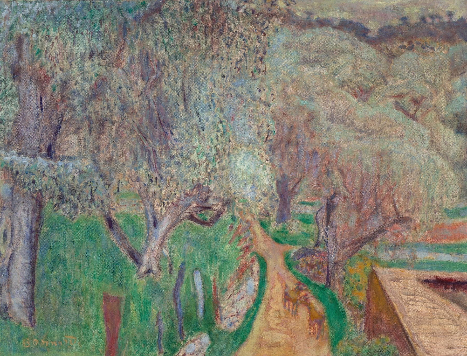 Oil painting of olive trees under sunlight by Pierre Bonnard