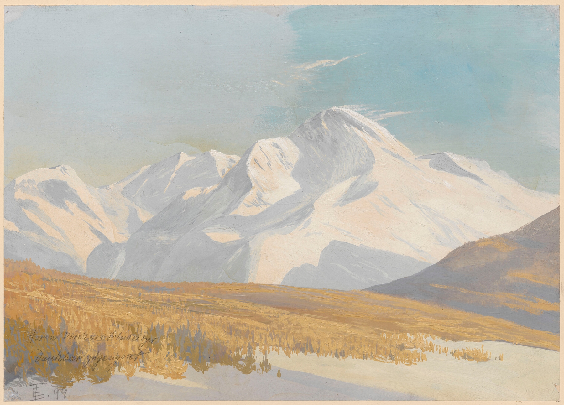 High mountain massif in snow by Erich Erler, depicting a serene snow-covered landscape.
