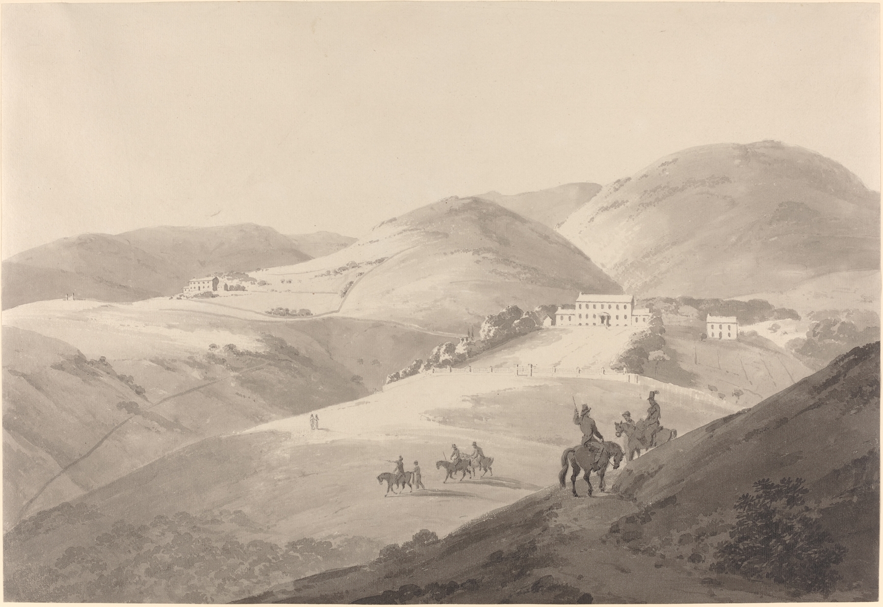 Landscape featuring the Governor's House in St. Helena, oil painting by Thomas Daniell