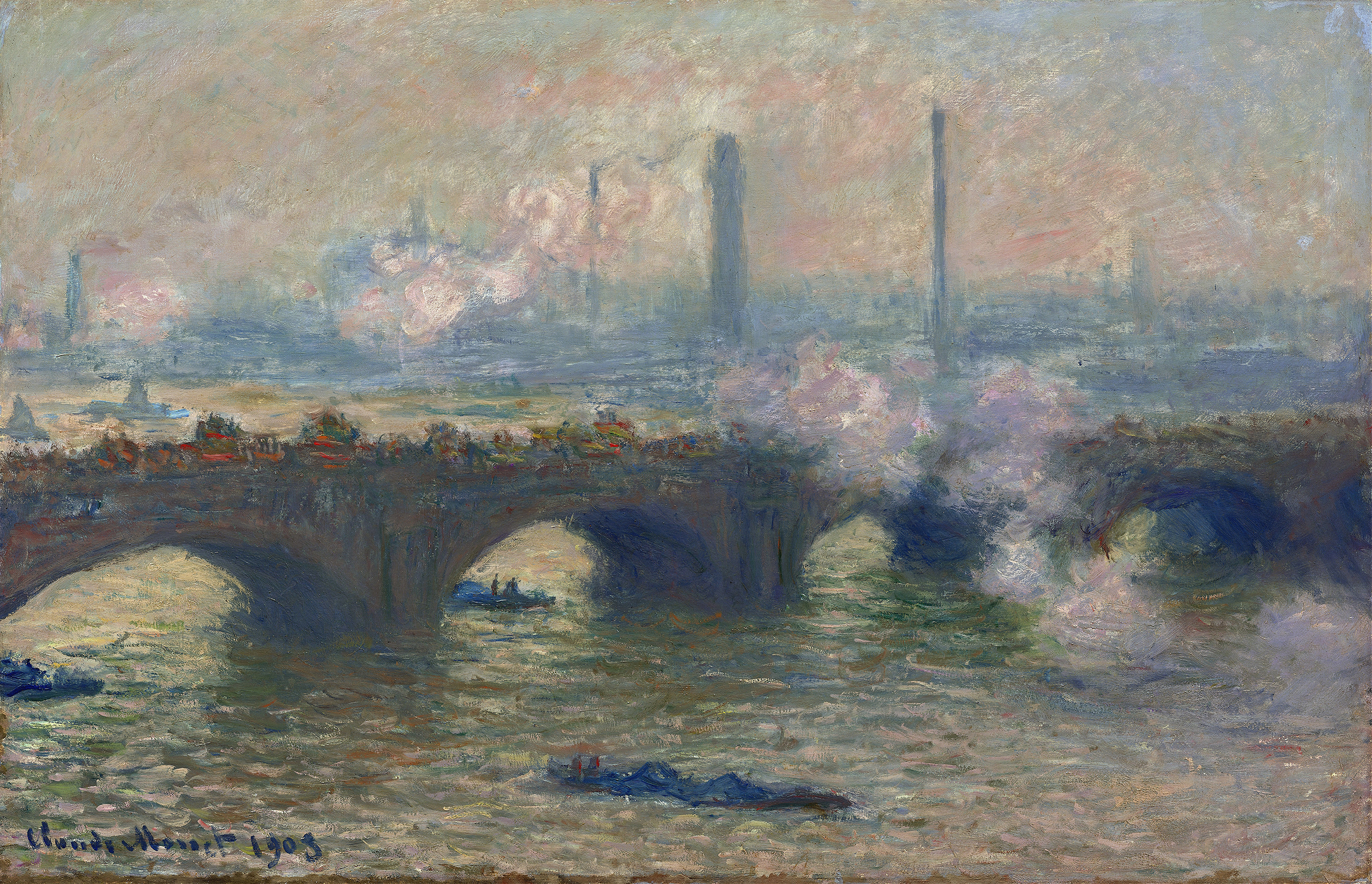 Waterloo Bridge,Gray Day, by Claude Monet, public domain