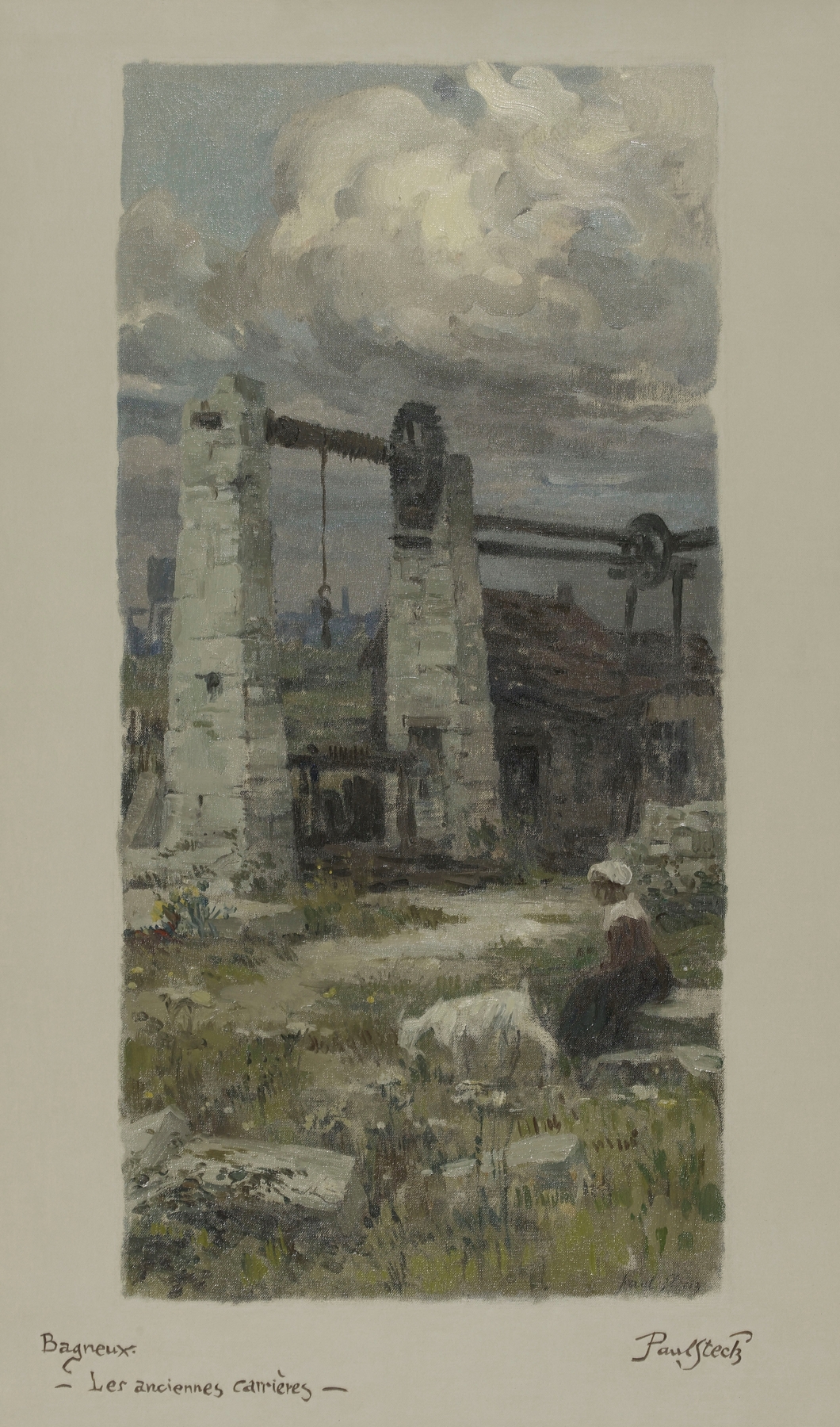 Landscape with a quarry in ochre and gold hues by Paul Steck