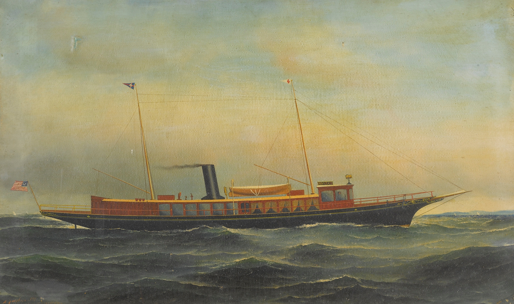 The Yacht ‘aztec’, by Antonio Jacobsen, public domain