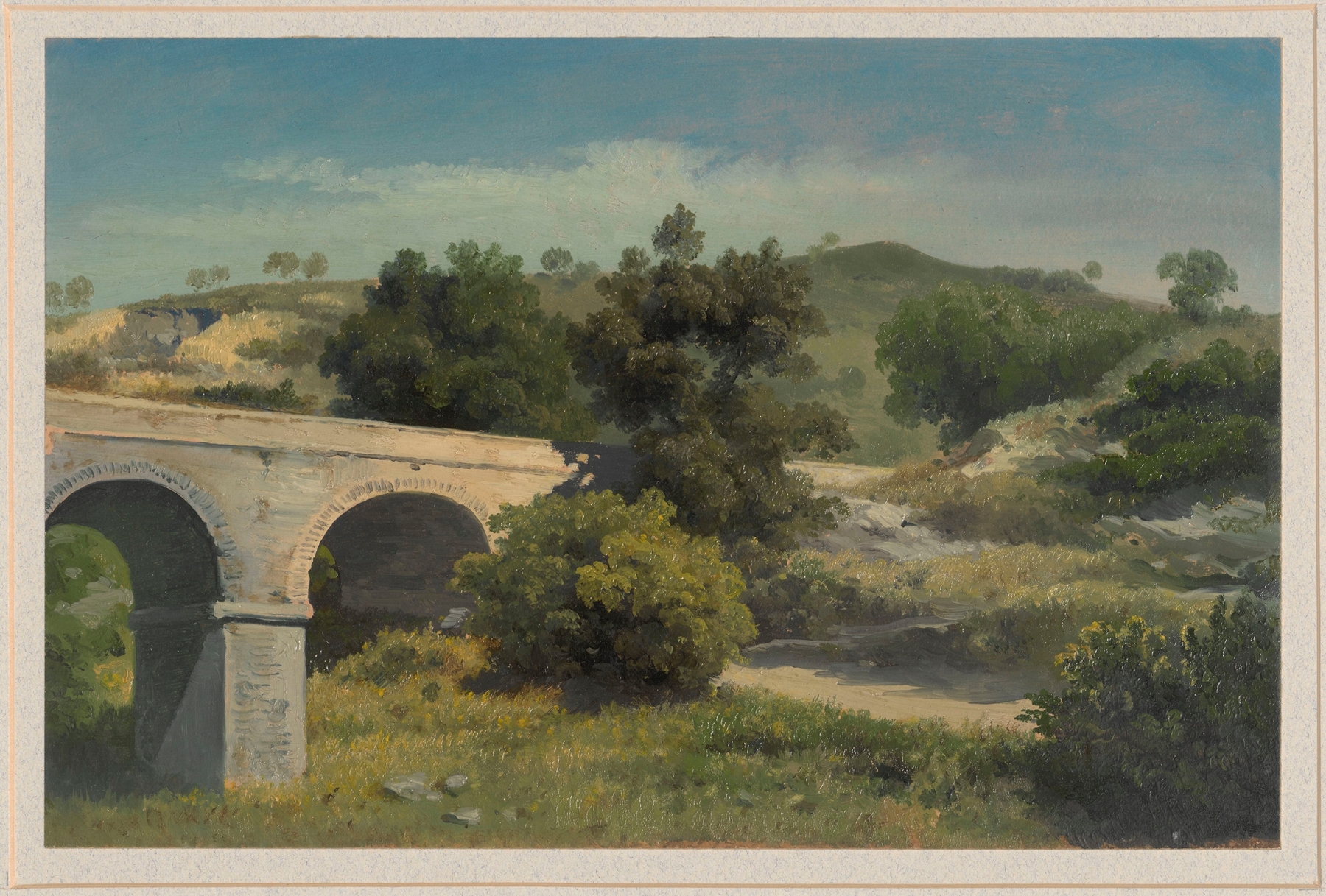Landscape with a stone bridge, oil on canvas by Arthur Blaschnik