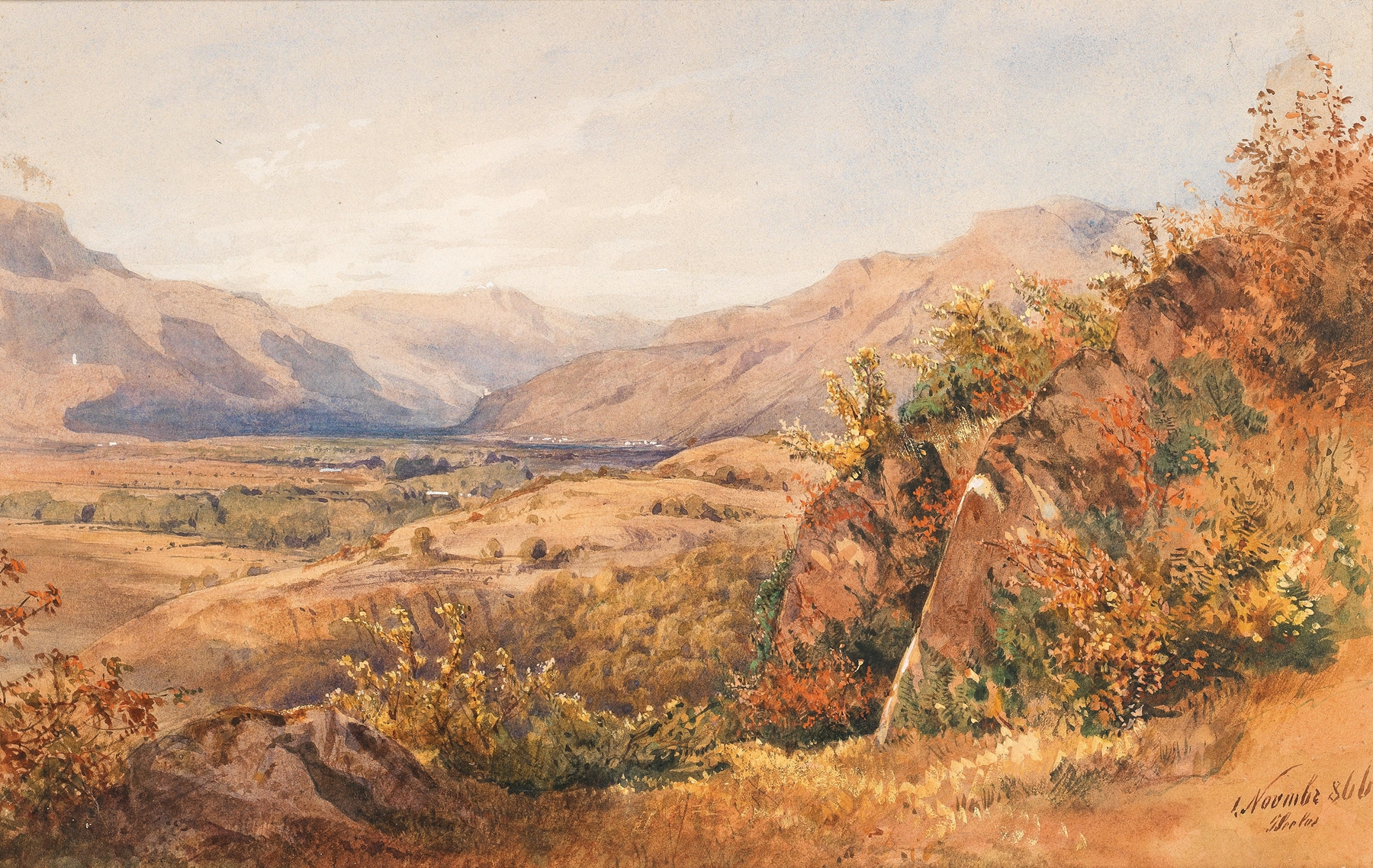 A blooming landscape in the Adige valley by Gottfried Seelos, oil on canvas