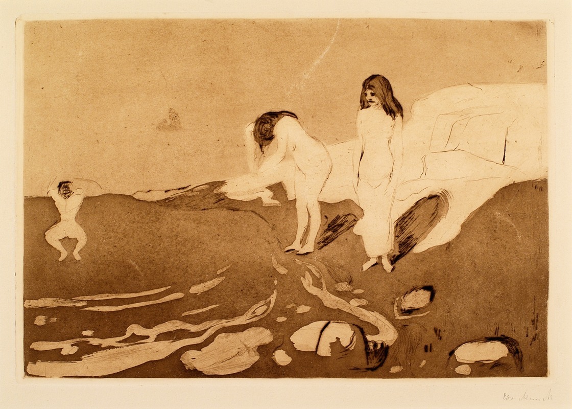 Edvard Munch's 'Women Bathing' captures the intimate moment of women in a natural setting.