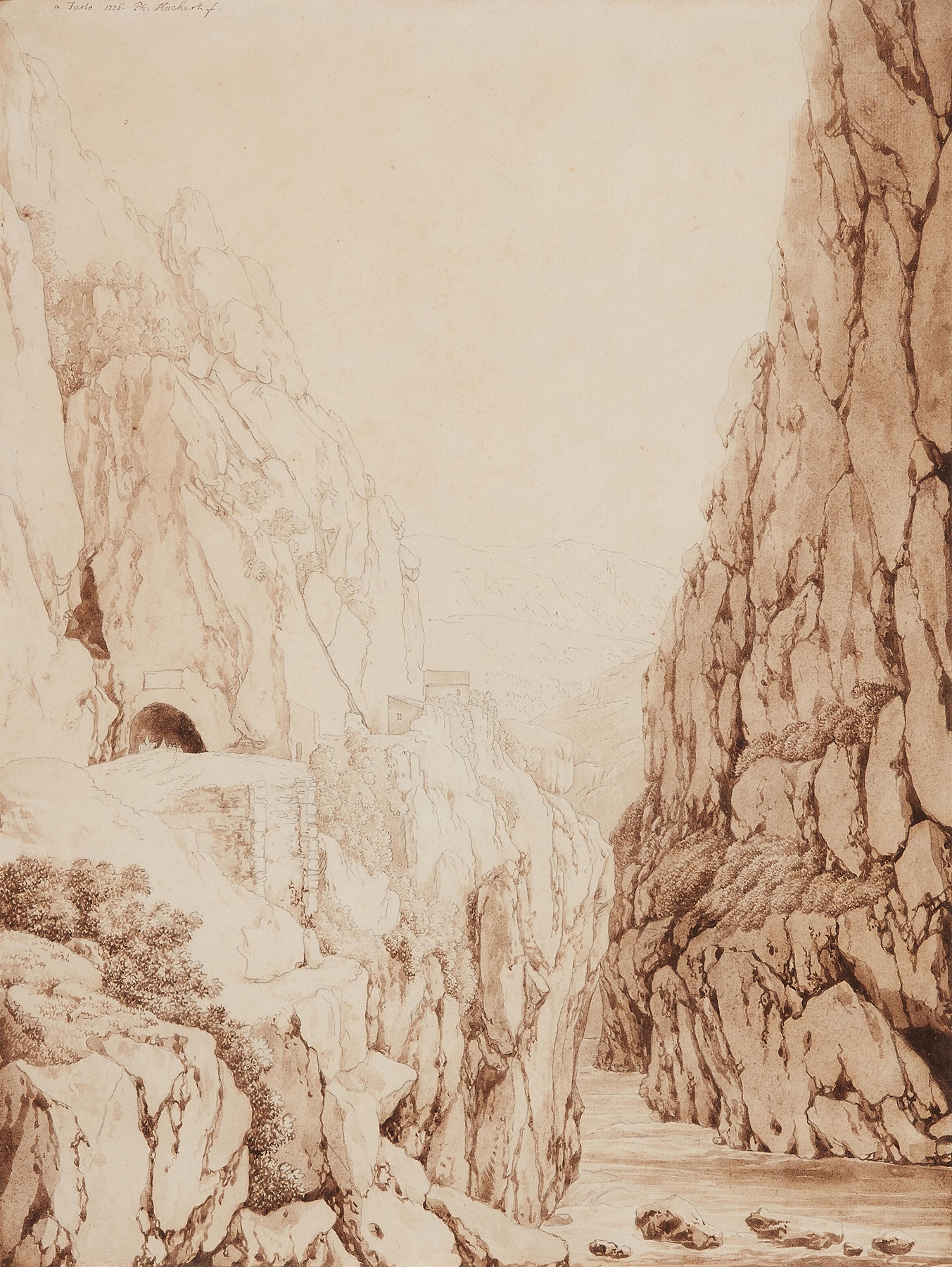 Die Furlo-Schlucht, by Jacob Philipp Hackert, public domain