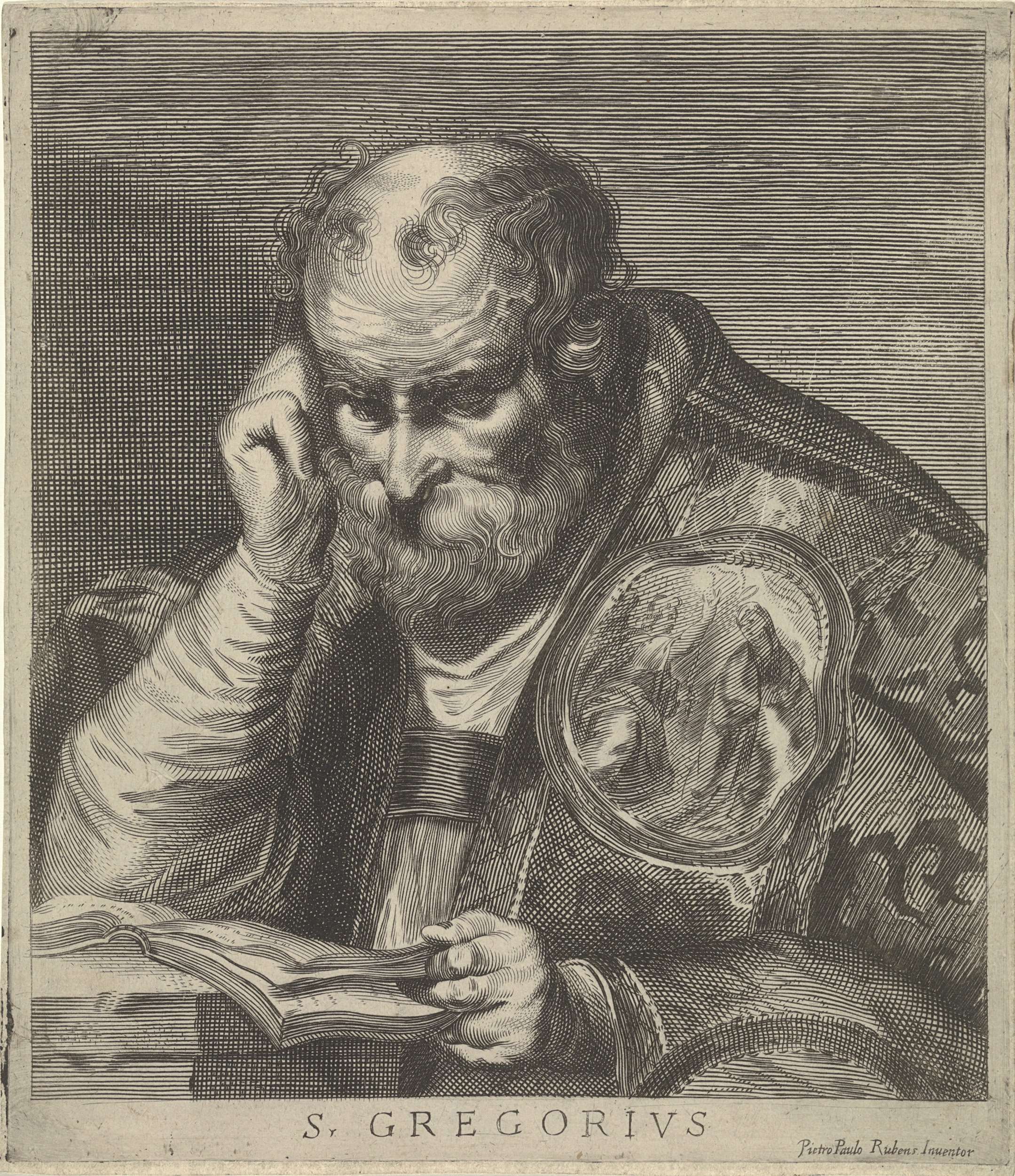 Engraving by Theodorus van Kessel depicting St. Gregory reading a book
