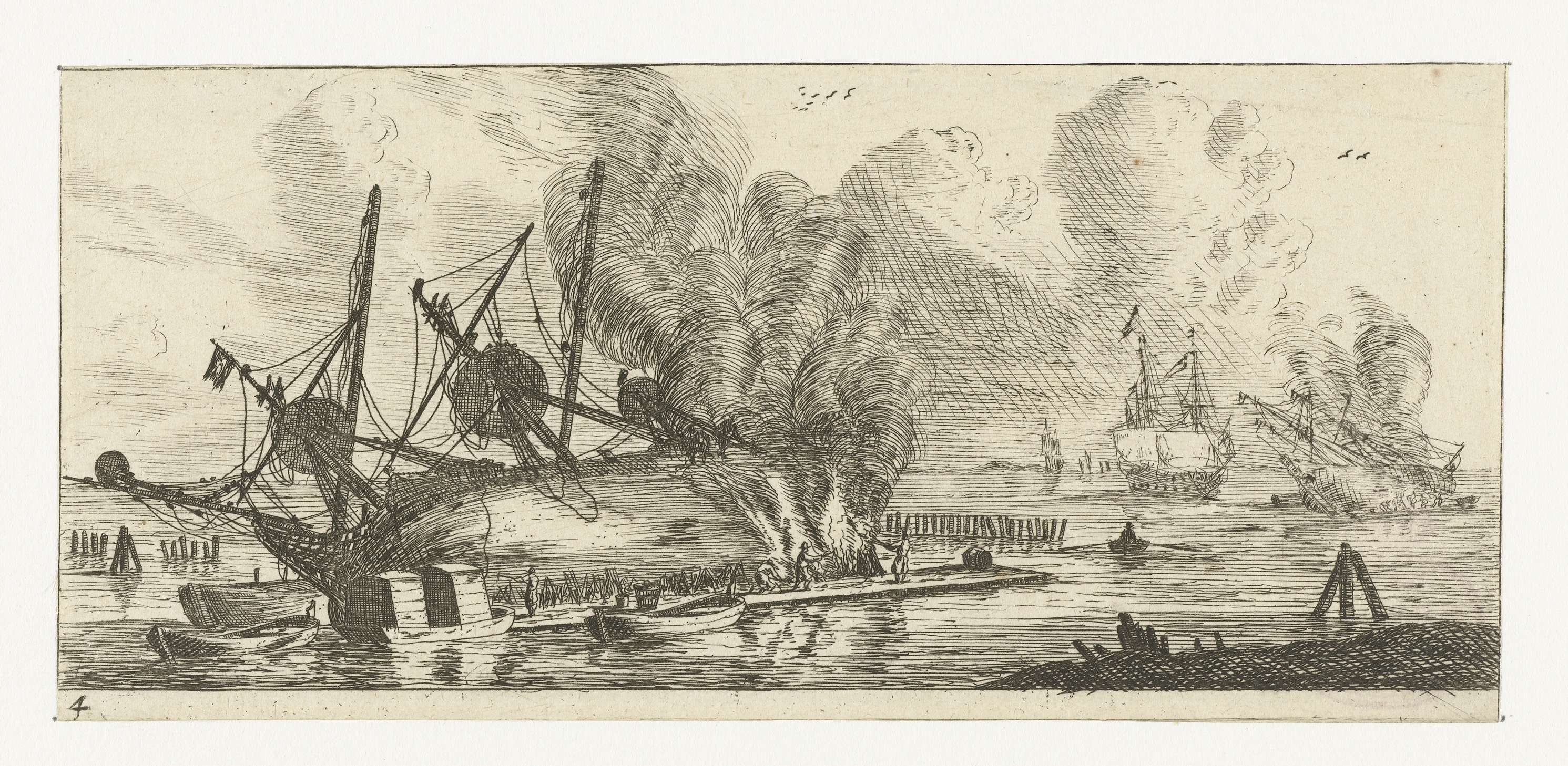 Waterdichtmaken van de romp van een schip, by Reinier Nooms, public domain