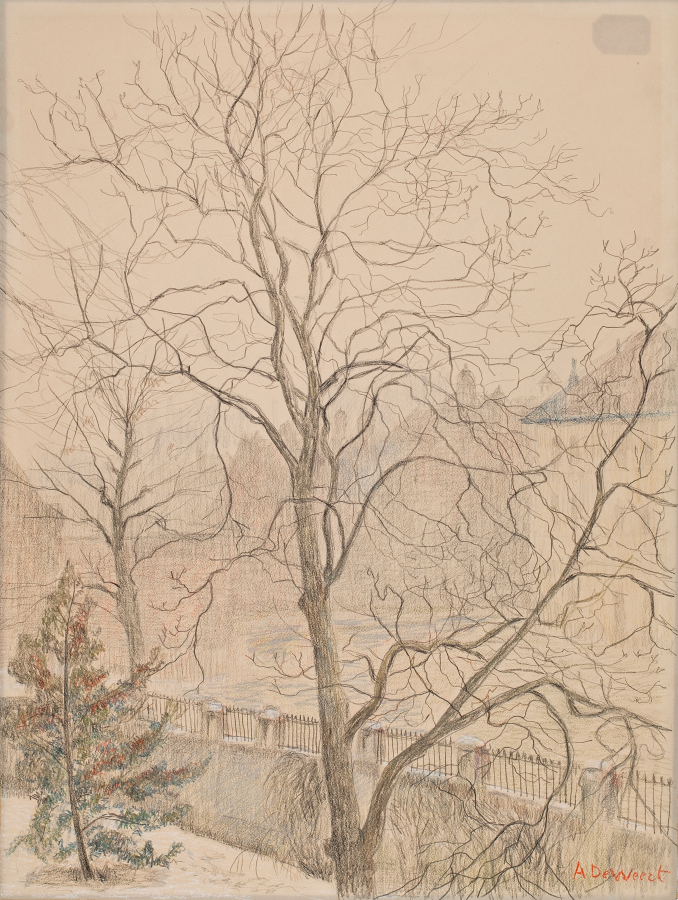 Still life of a walnut in fog by Anna De Weert, oil painting