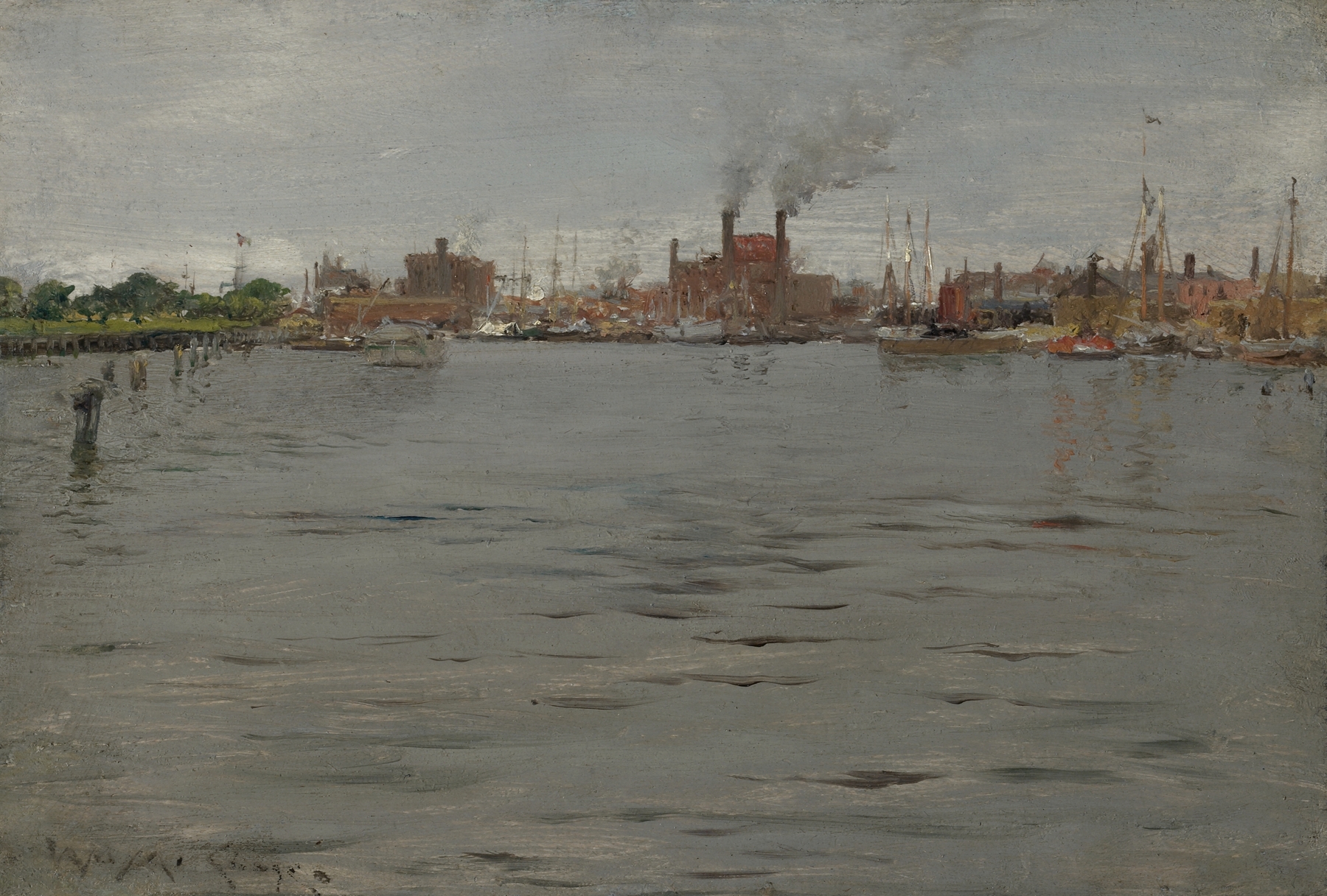 Harbor Scene, Brooklyn Docks, by William Merritt Chase, public domain