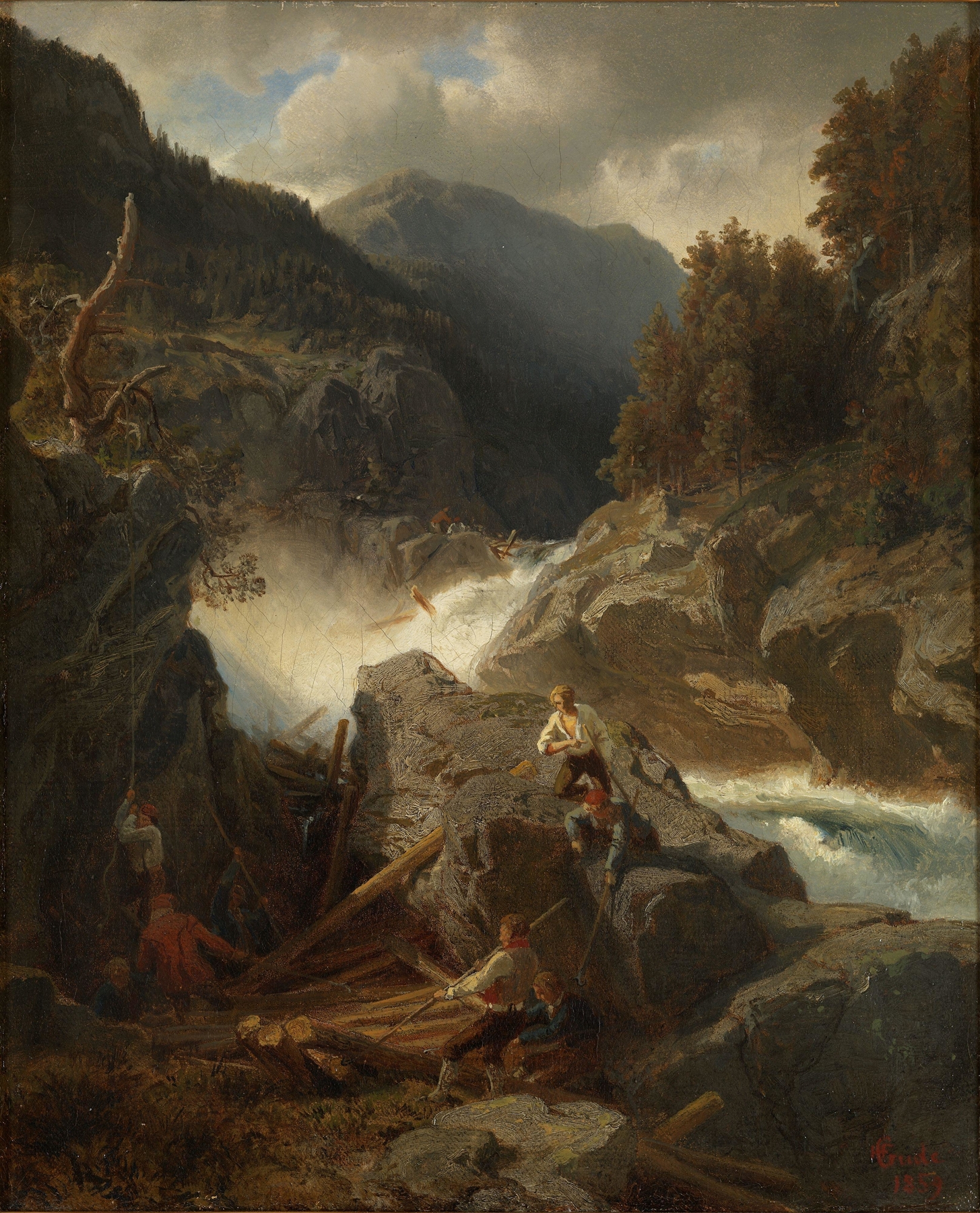 Waterfall in Hallingdal, by Hans Gude, public domain
