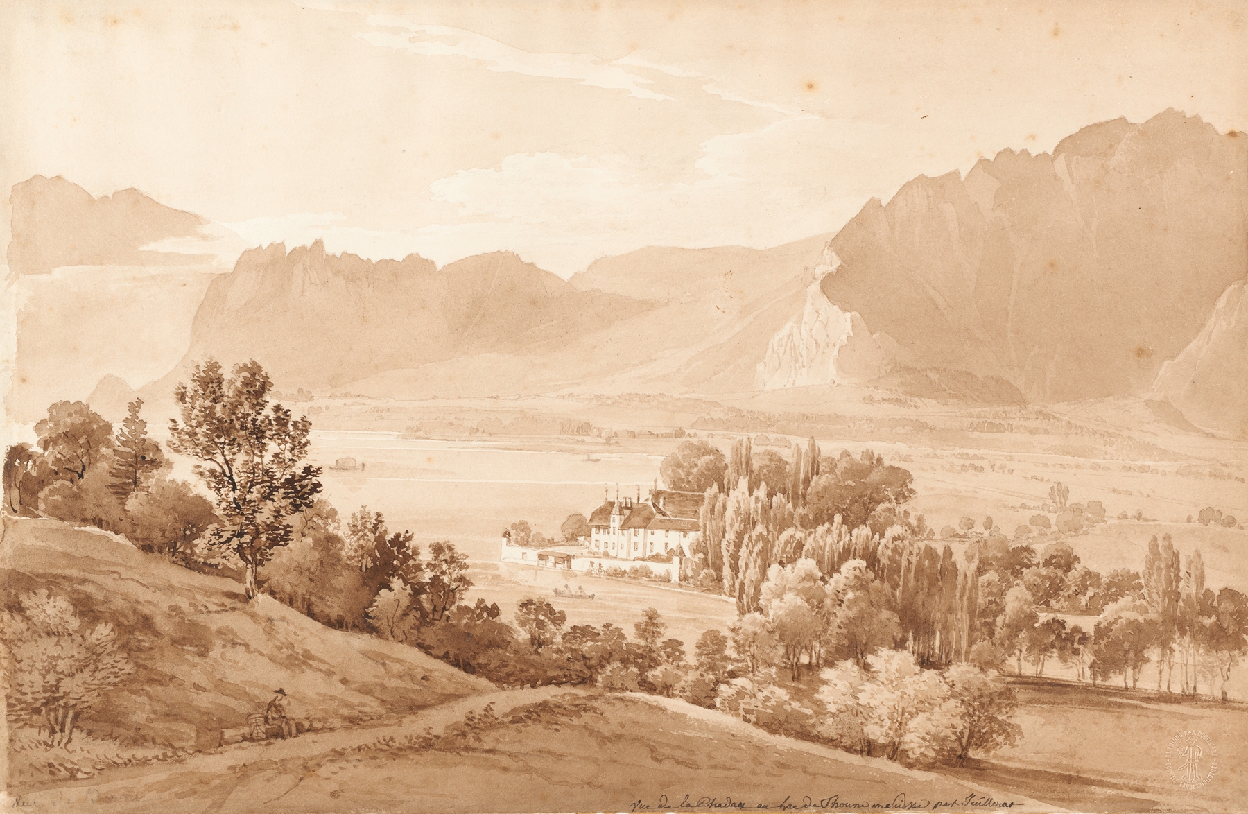 Landscape of Vue de la Chadou au Lac de Thoune by Jacques Henri Juillerat, oil painting
